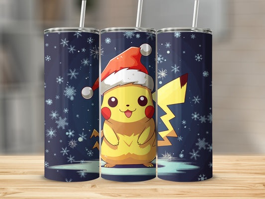 Pikachu in Santa Hat Winter Theme Tumbler