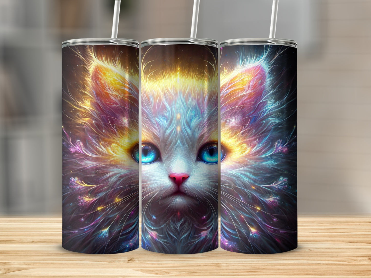 Vibrant Multicolor Cat Art Insulated Tumbler