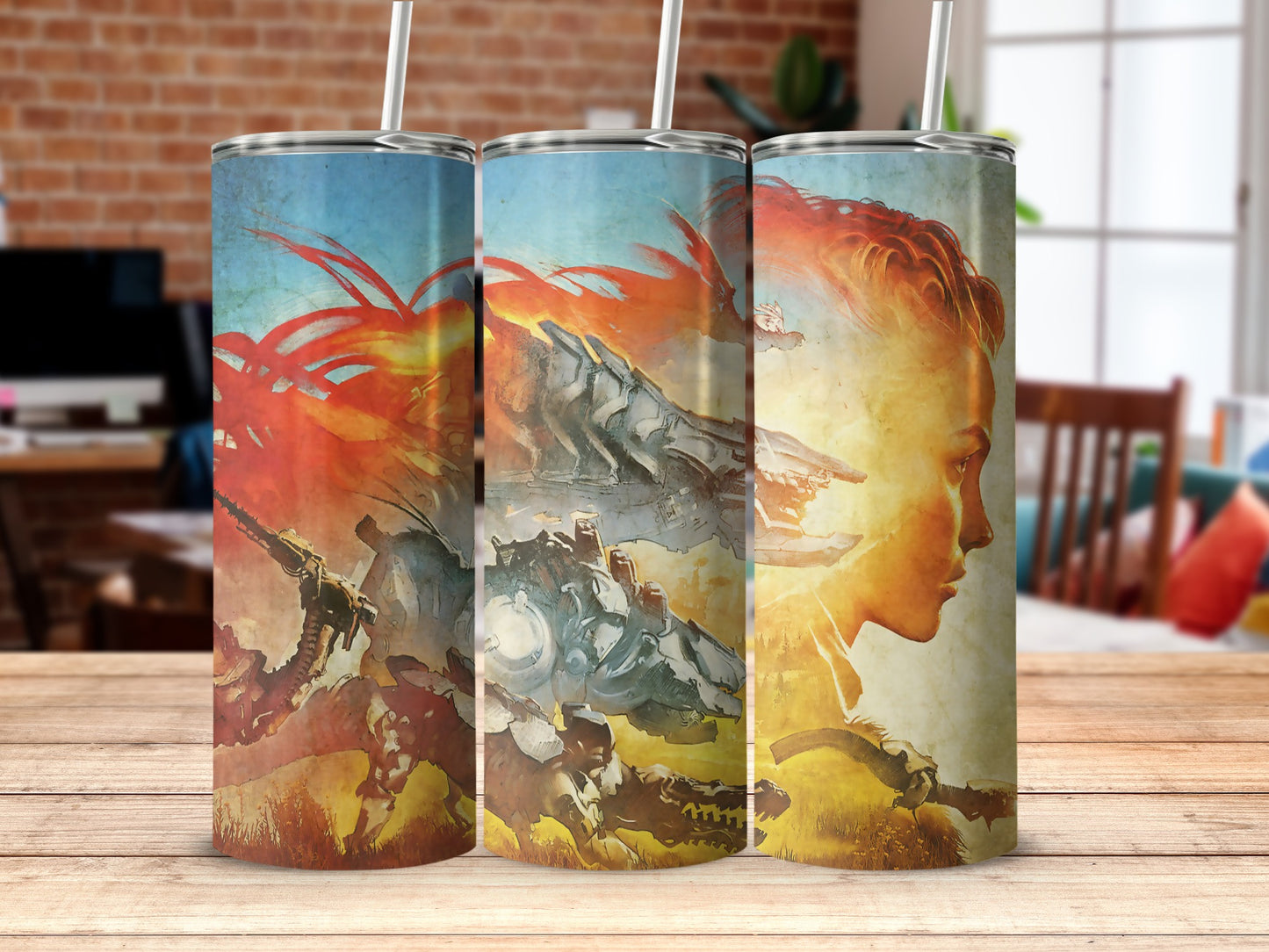 Vibrant Horizon Zero Dawn Themed Tumbler Collection