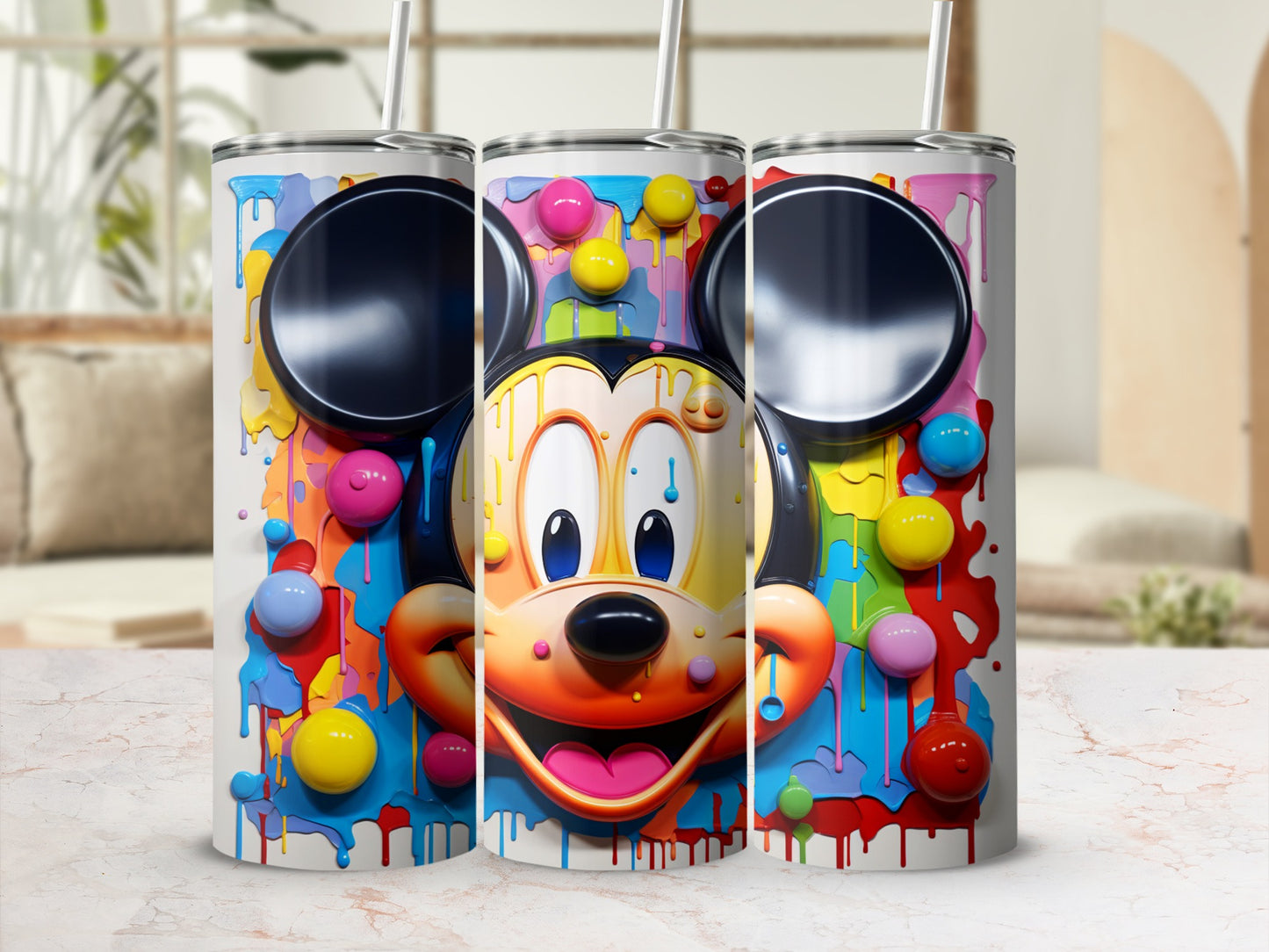 Colorful Mickey Mouse Graphic Stainless Steel Tumbler