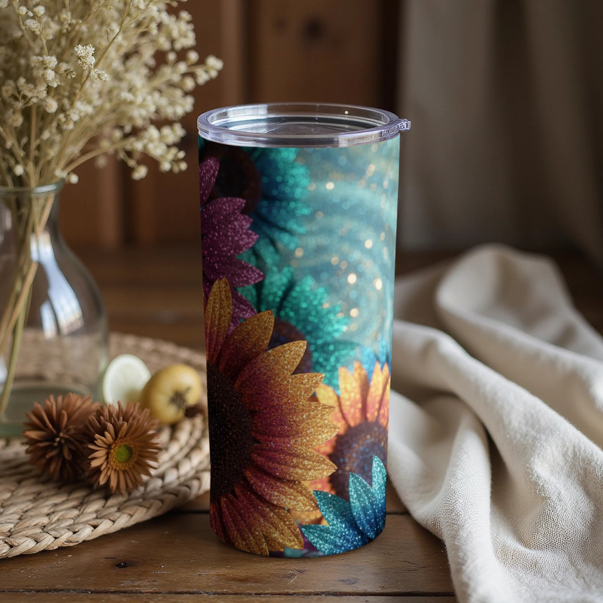 Sparkling Sunflowers Artwork Tall Tumbler