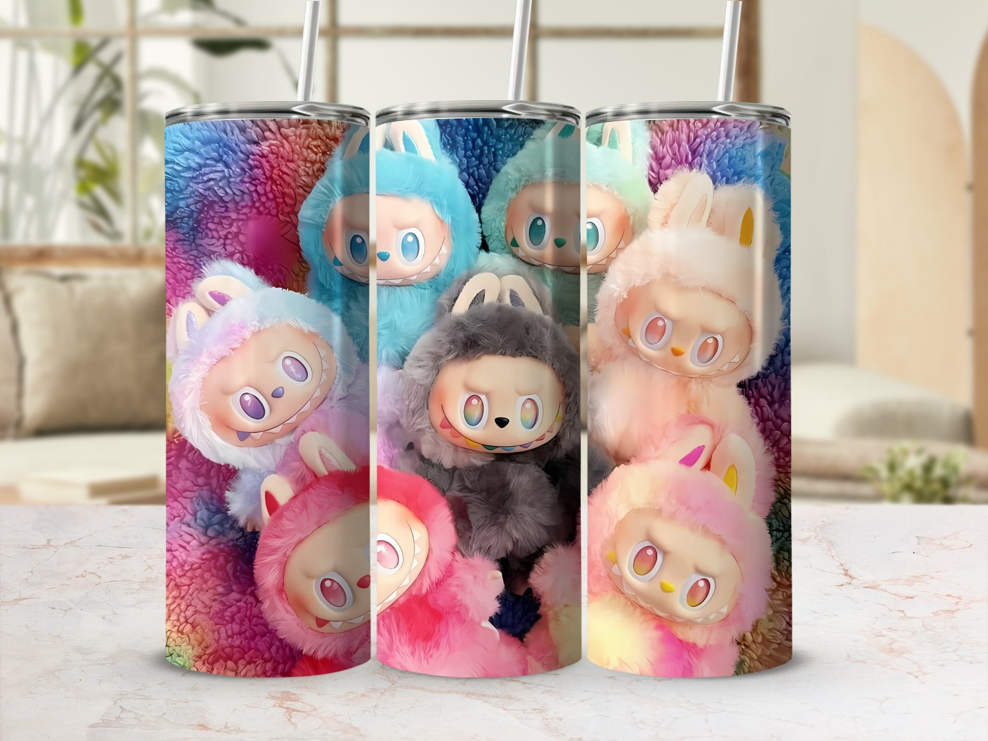 Cute Colorful Bunny Characters Pattern Drinkware