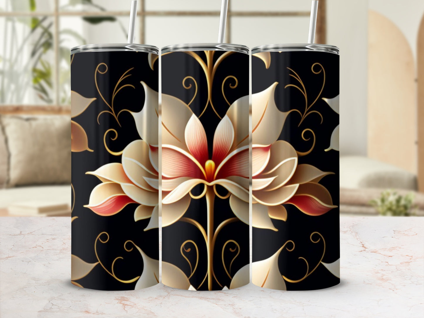 Elegant Floral Design Insulated Tumbler Product