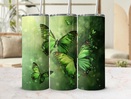Vibrant Green Butterflies Design Bokeh Tumbler product type
green butterflies, butterfly design, nature pattern, vibrant green, tumbler print, drinkware art, ethereal wings, magical forest, shimmer effect, bokeh background, insect motif, garden theme, beautiful butterfly, unique tumbler, green aesthetic, artistic design, custom tumbler, trendy drinkware, fantasy art, abstract butterflies