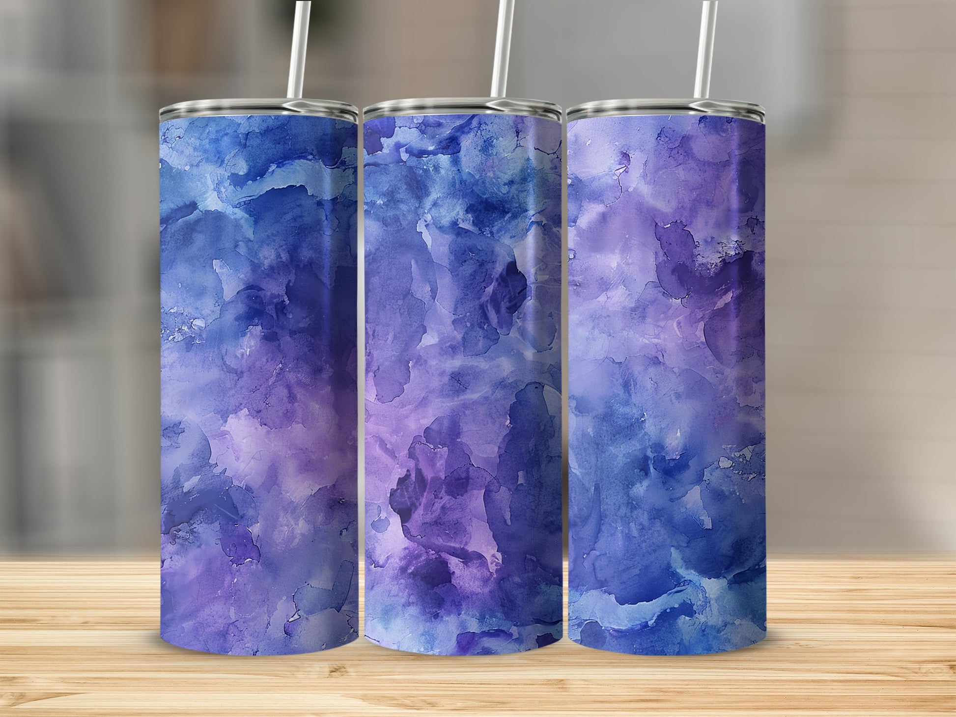 Purple Blue Abstract Watercolor Design Tumbler Product