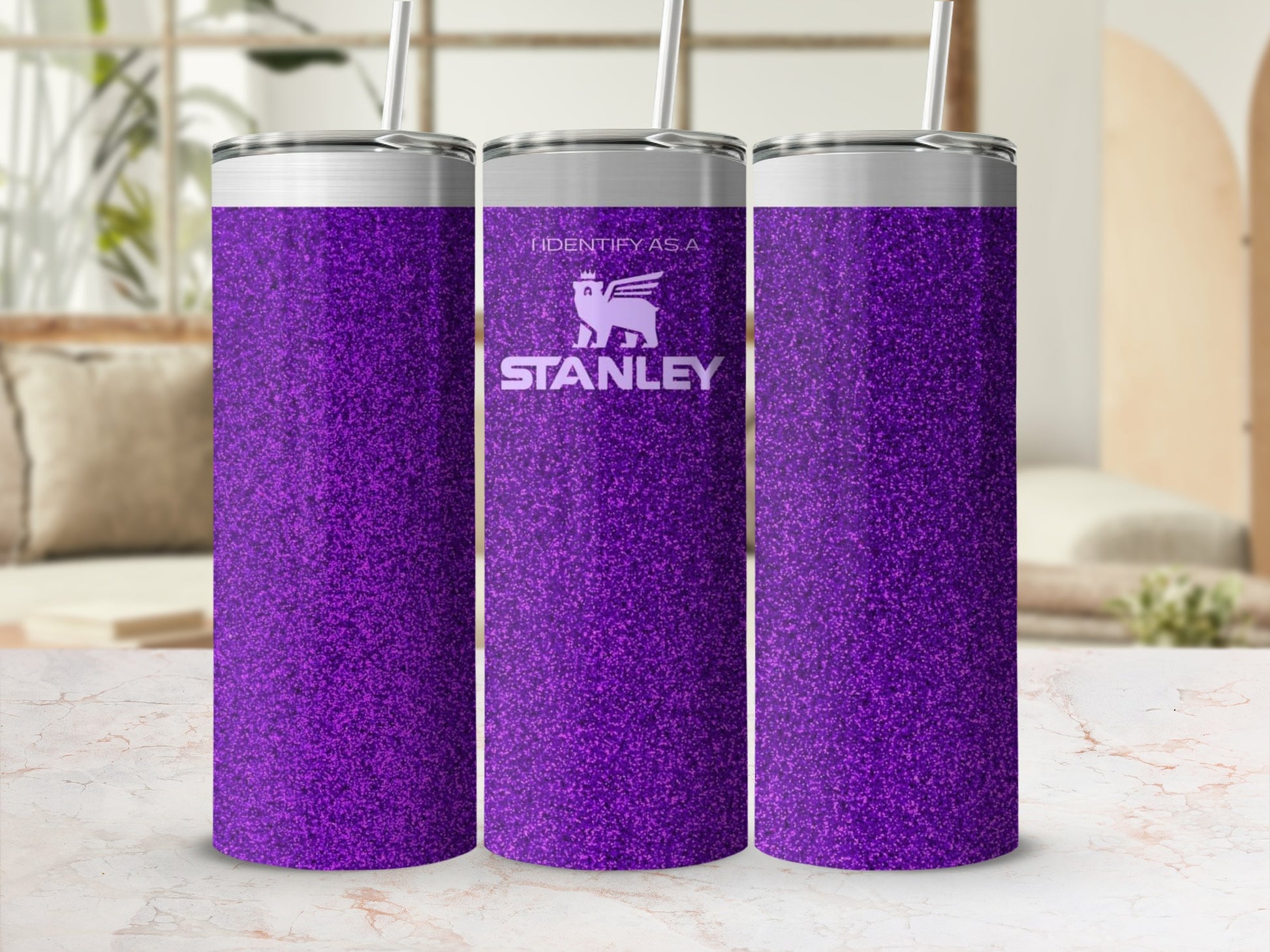 Purple Glitter Stanley Tumbler for Beverage Enthusiasts