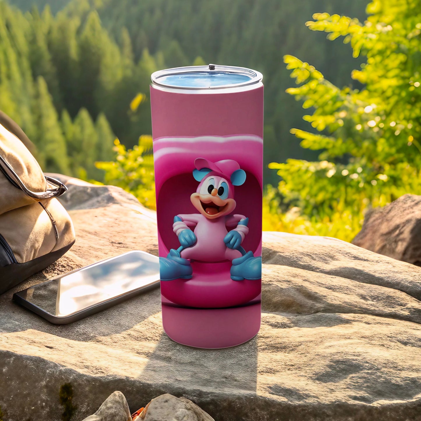 Animated Character Pink Tumbler for Outdoor Adventures