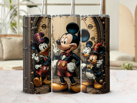 Steampunk Mickey and Donald Stainless Steel Tumbler