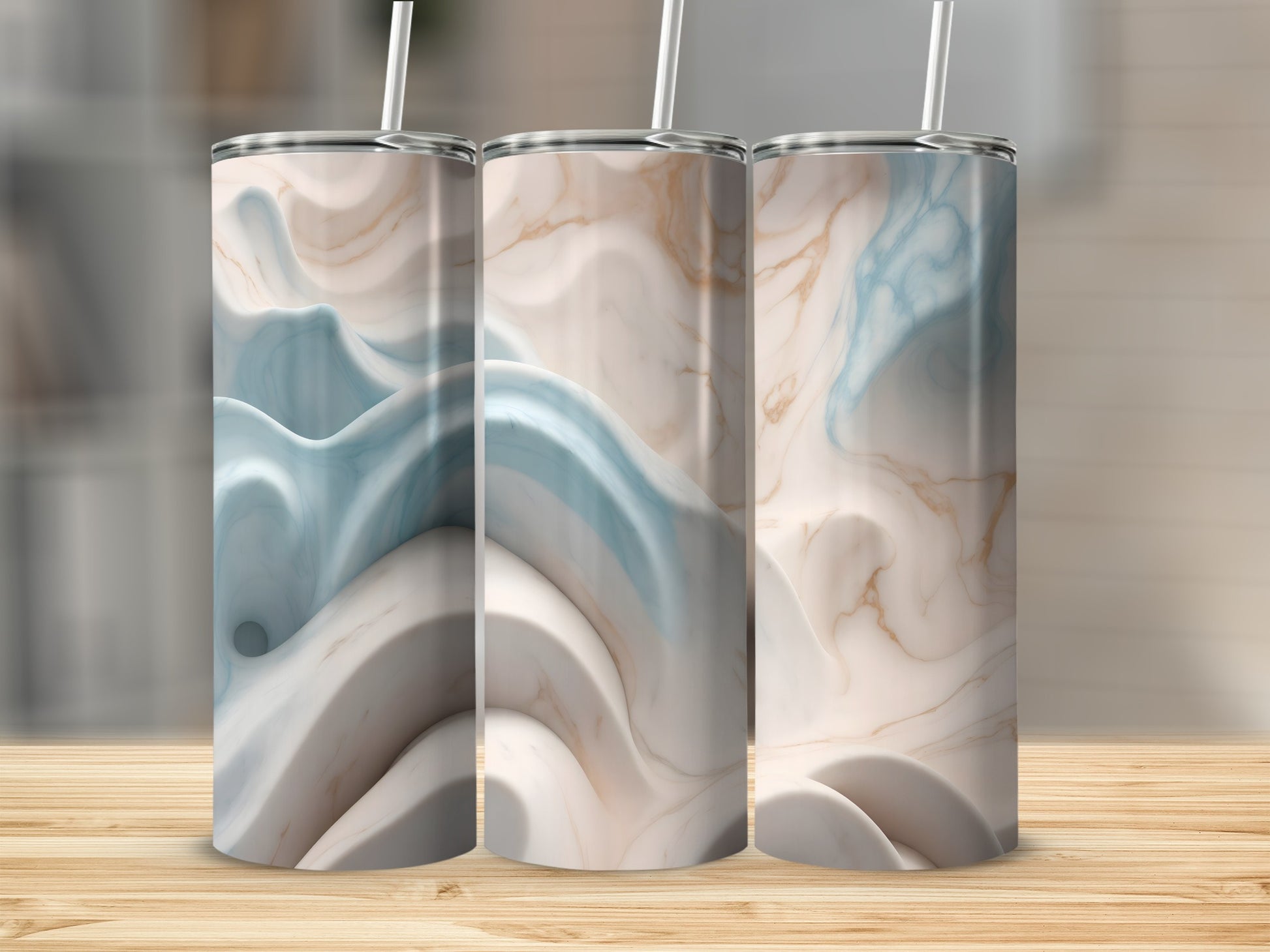 Serene Blue Tan Swirl Fluid Abstract Pattern product type