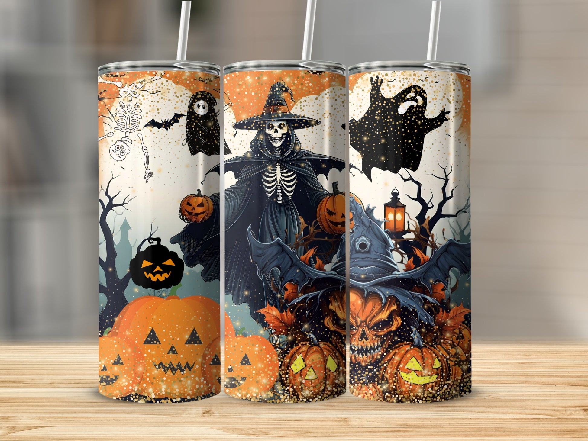 Spooky Halloween Witch Pumpkin Ghost Themed Tumbler