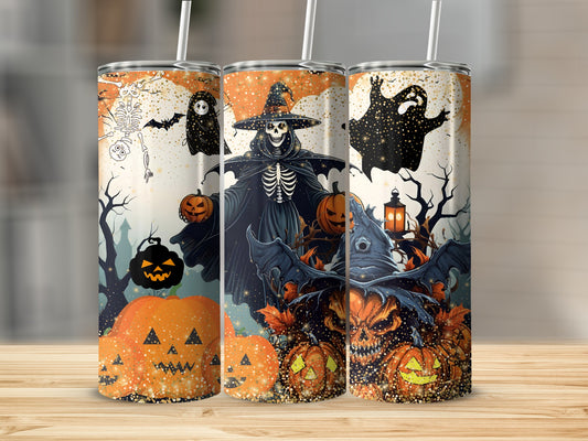 Spooky Halloween Witch Pumpkin Ghost Themed Tumbler