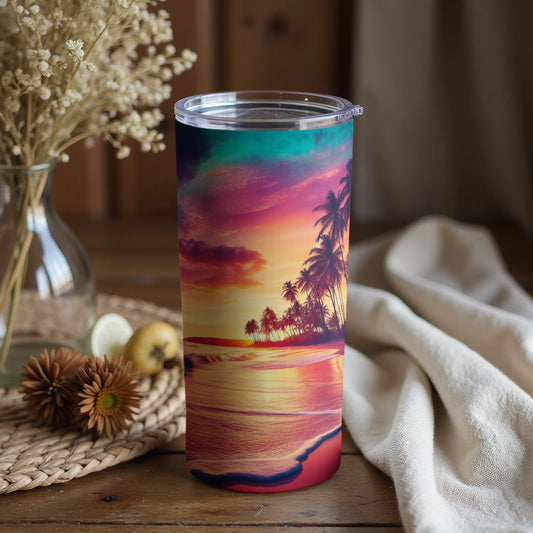 Tropical Sunset Beach Scene Insulated Tumbler