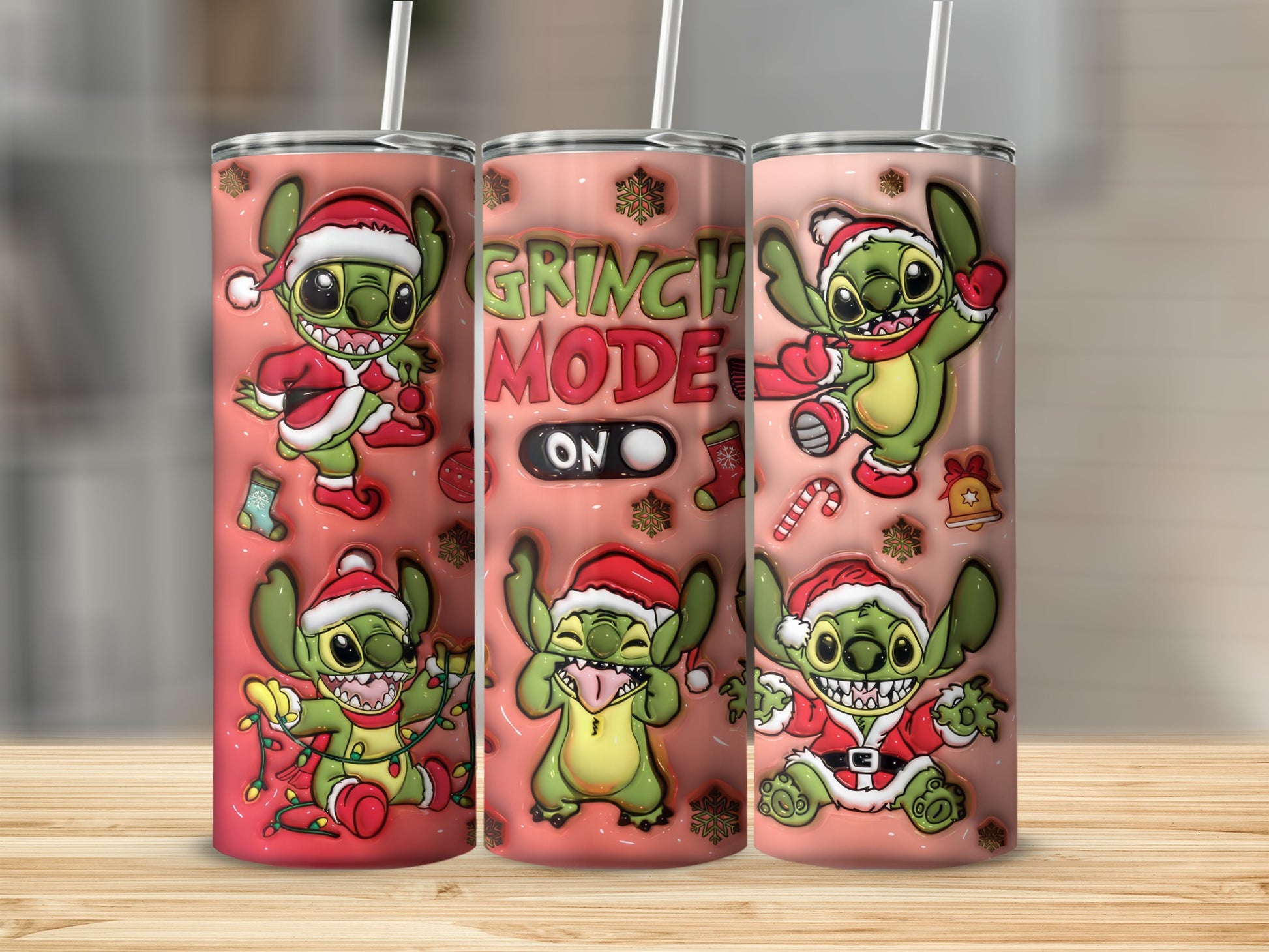 Cute Holiday Grinch Mode On Design Stainless Tumbler