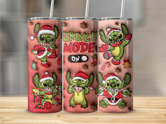 Cute Holiday Grinch Mode On Design Stainless Tumbler