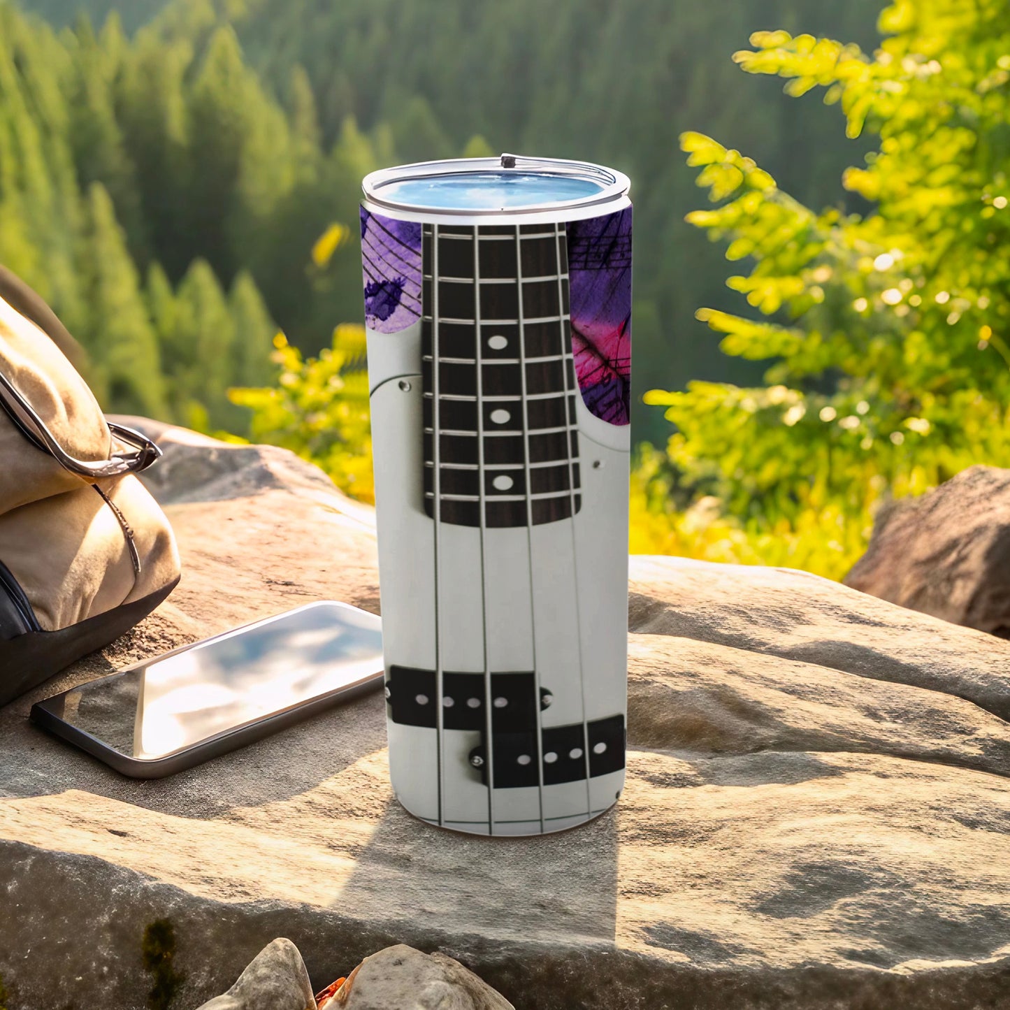 Vibrant Guitar Design Travel Tumbler for Music Lovers