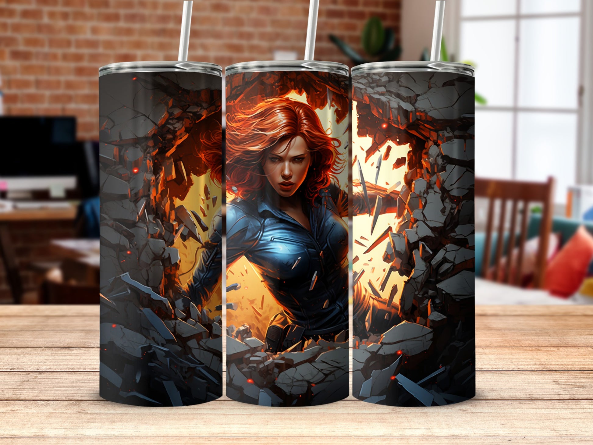 Superhero Character Breaking Through Wall Tumbler