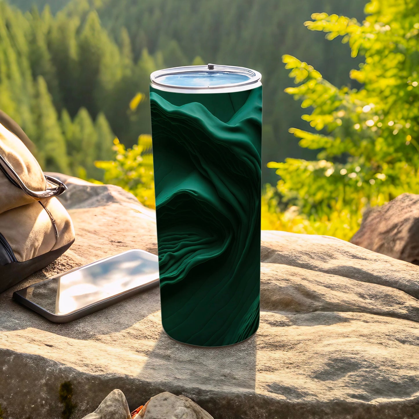 Dark green wavy sculpted tumbler product type
