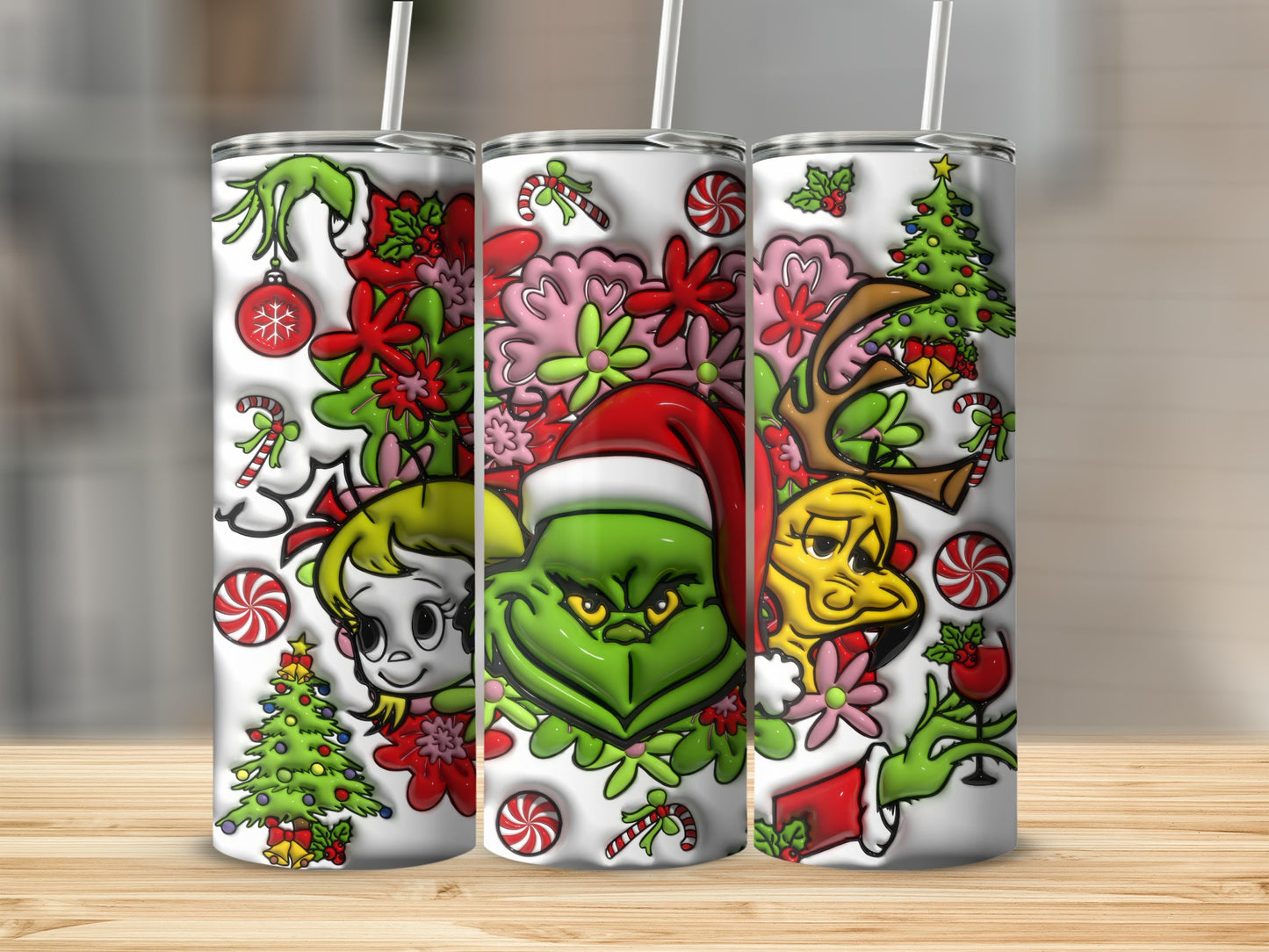 Grinch Inspired Christmas Cartoon Design Tumbler
