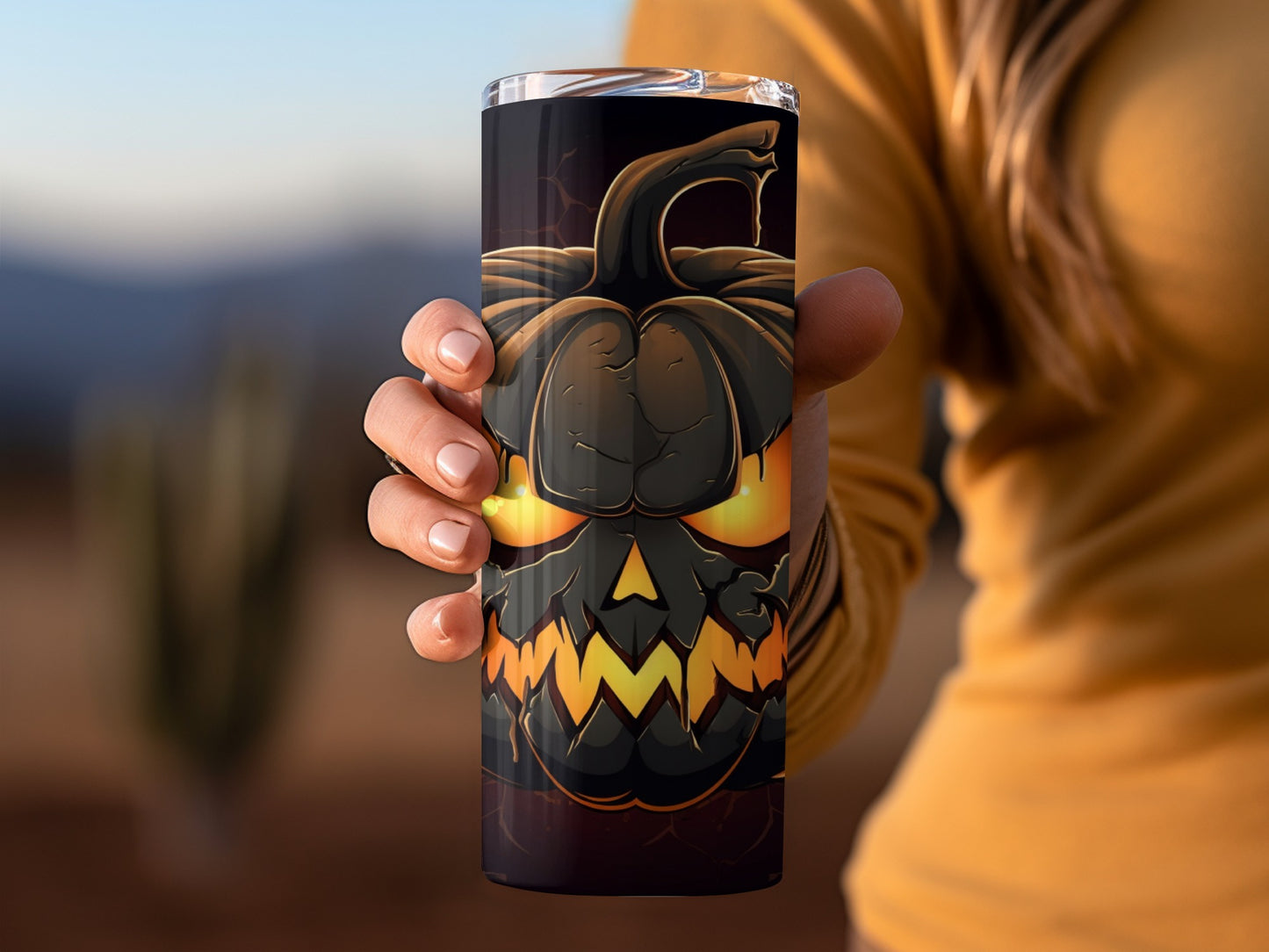 Spooky Halloween Pumpkin Design Tumbler Cup