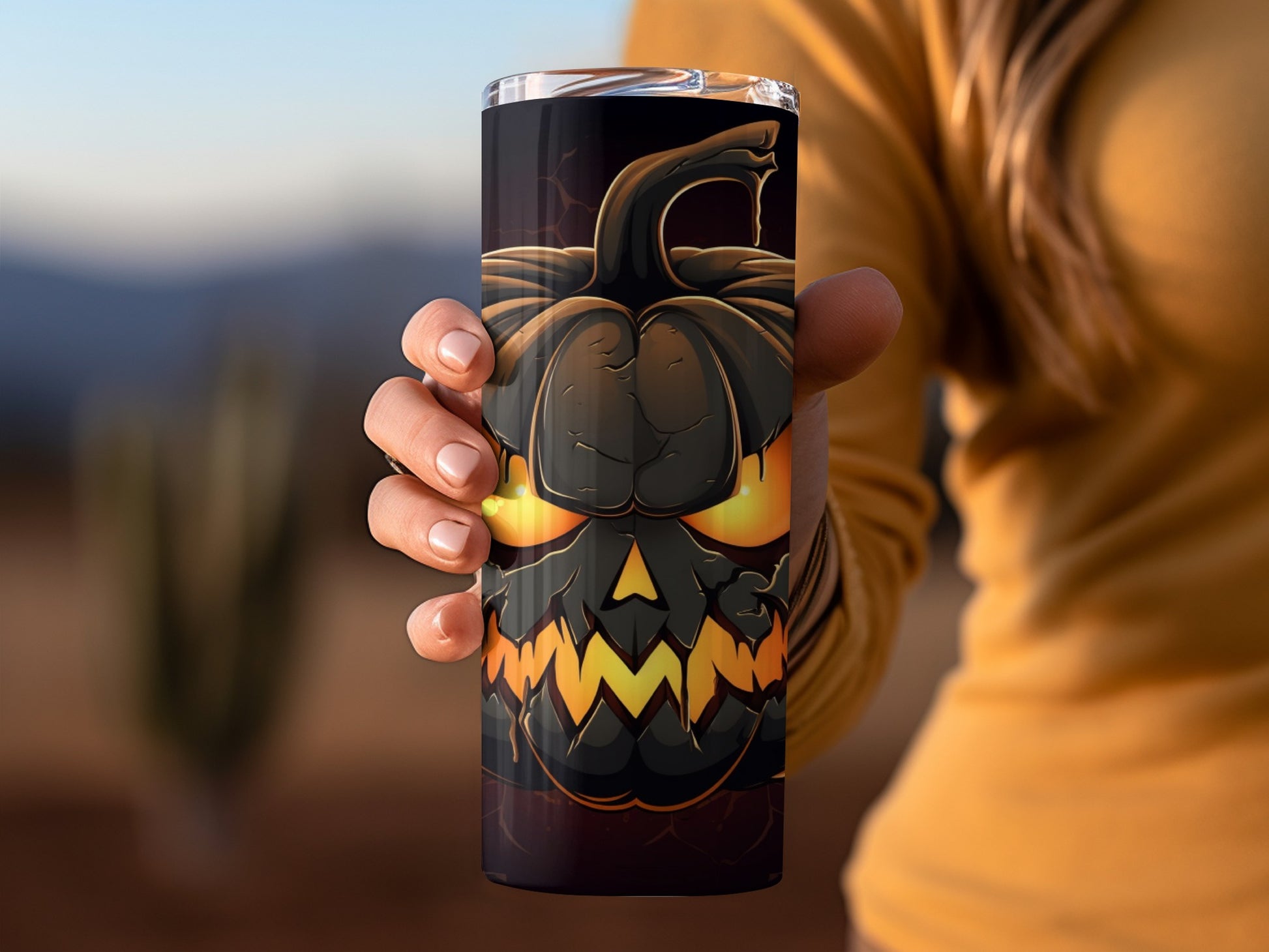 Spooky Halloween Pumpkin Design Tumbler Cup