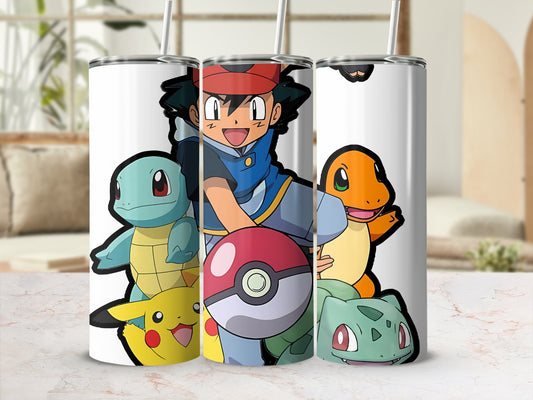 Colorful Cartoon Characters Tumbler with Straw Design