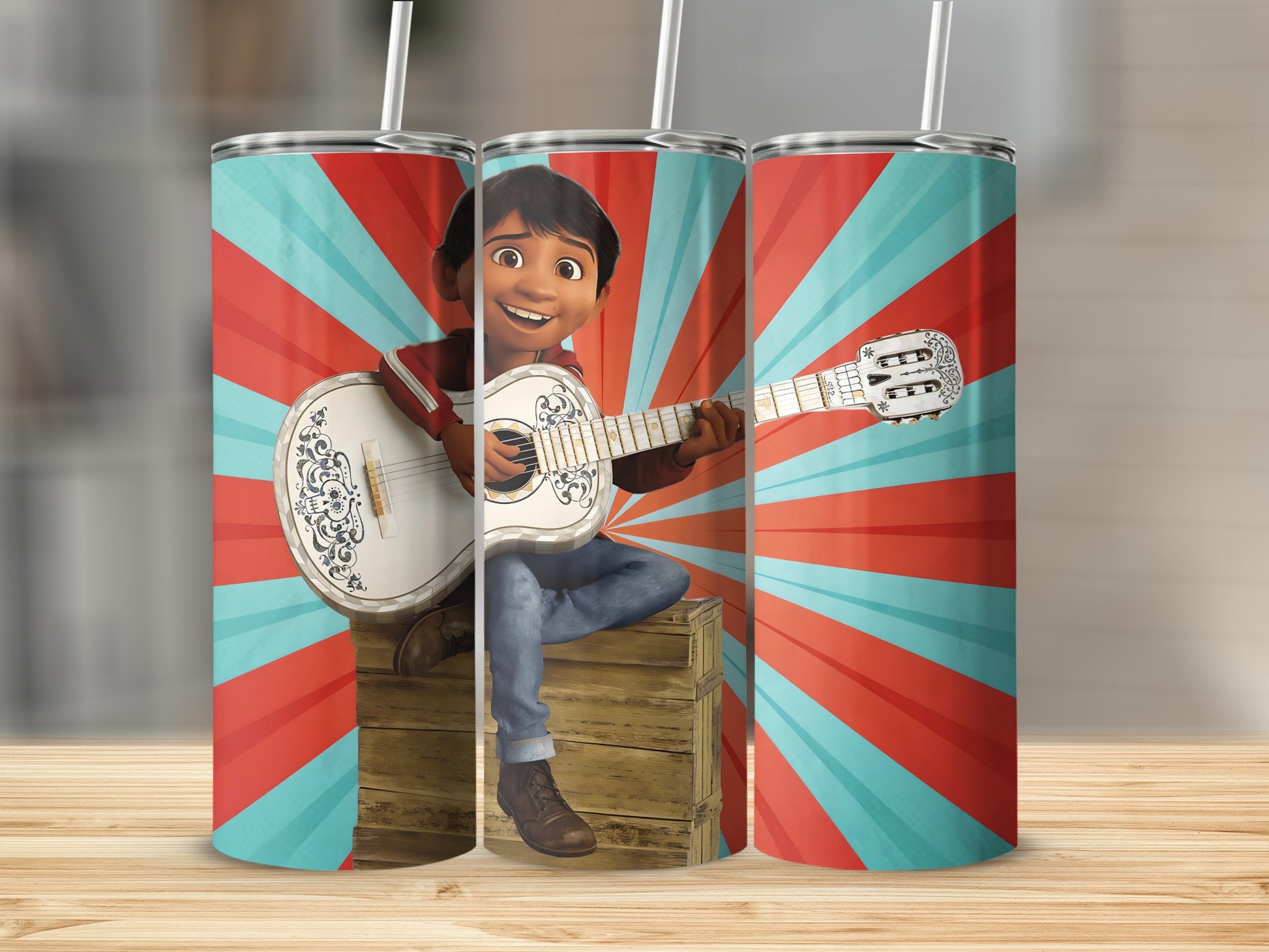 Colorful Child with Guitar Tumbler for Kids Beverage Flask