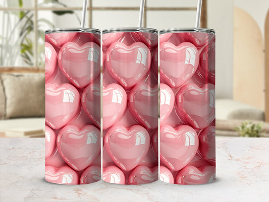 Pink Glossy Bubble Hearts Full Coverage Slim Tumbler product type