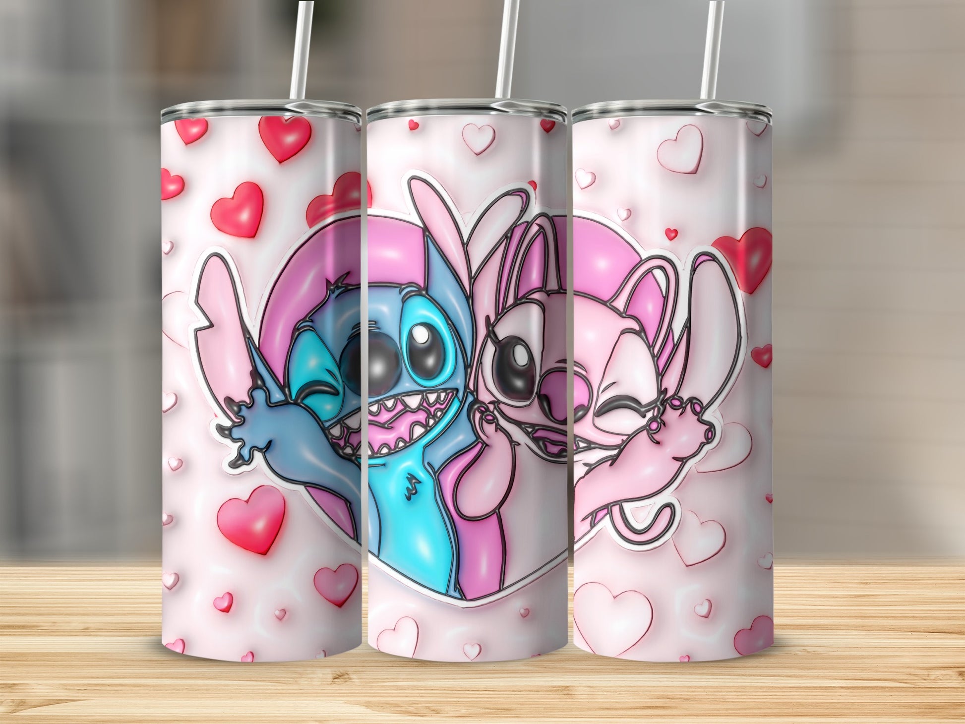 Cute Cartoon Characters with Hearts Design Tumbler