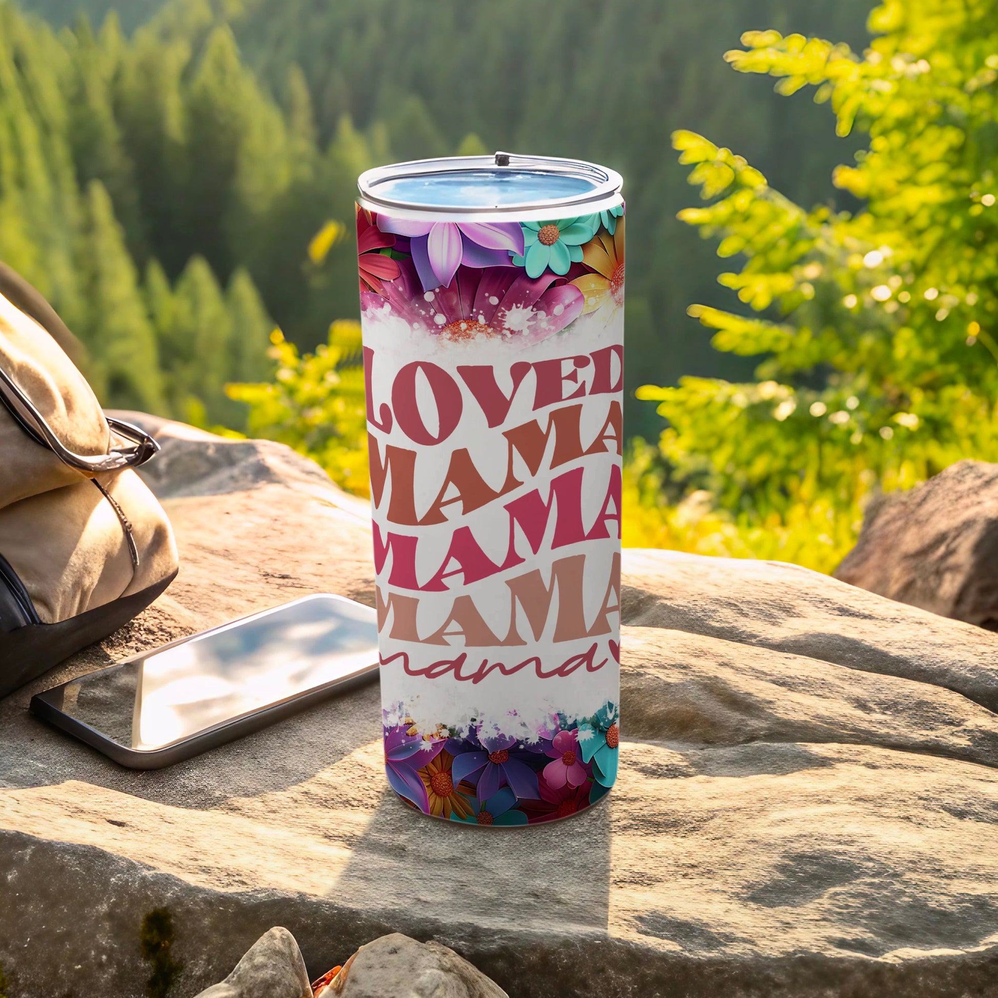 Loved Mama Mama Floral Design Tumbler Drinkware