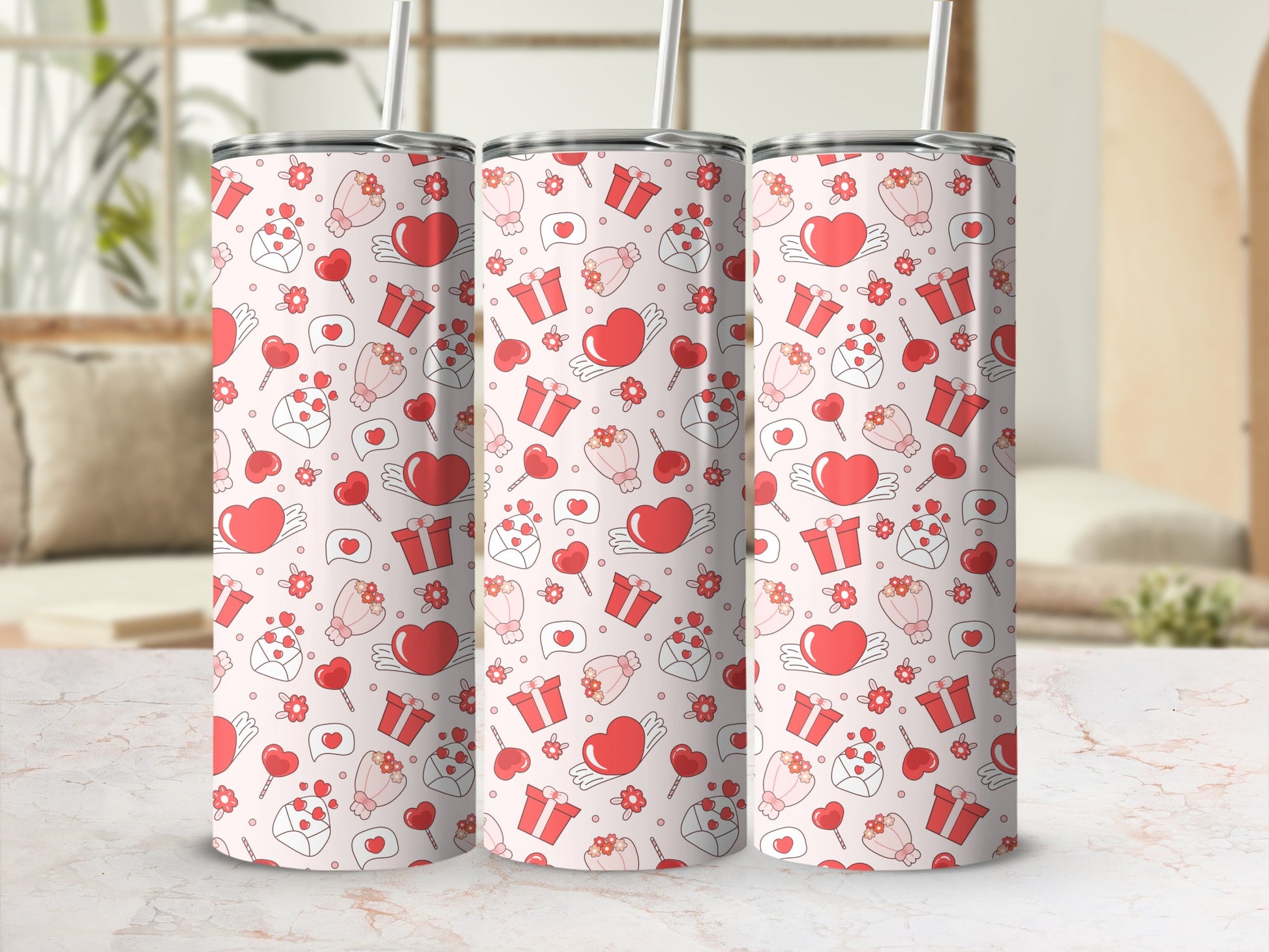 Cute Hearts and Presents Pattern Tumbler product