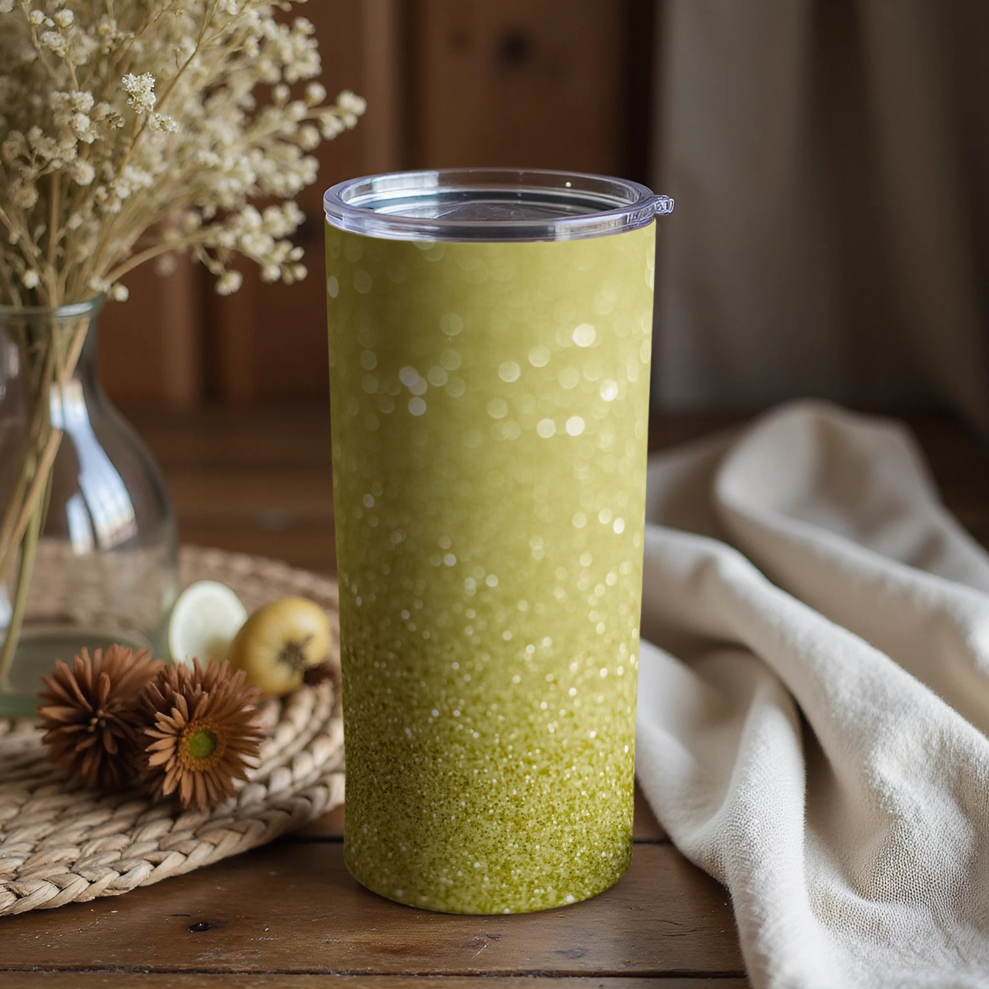 Sparkling Golden Glitter Tumbler for Your Beverages