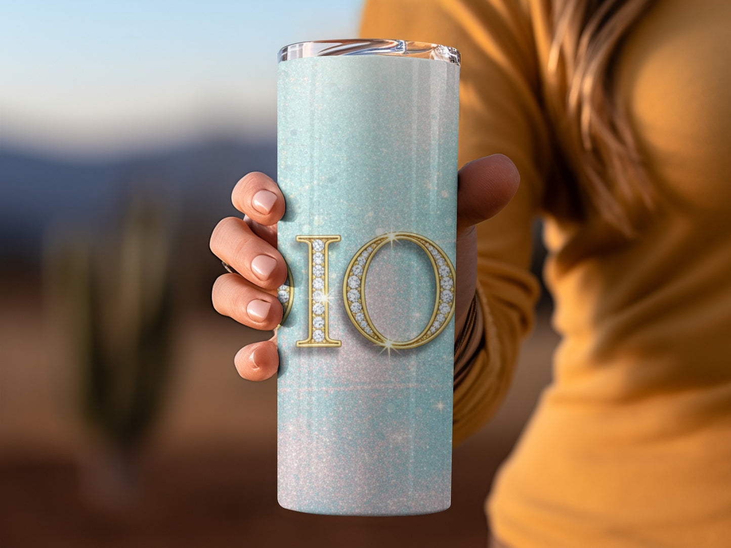 Sparkling Dior Logo on Glitter Background Tumblers