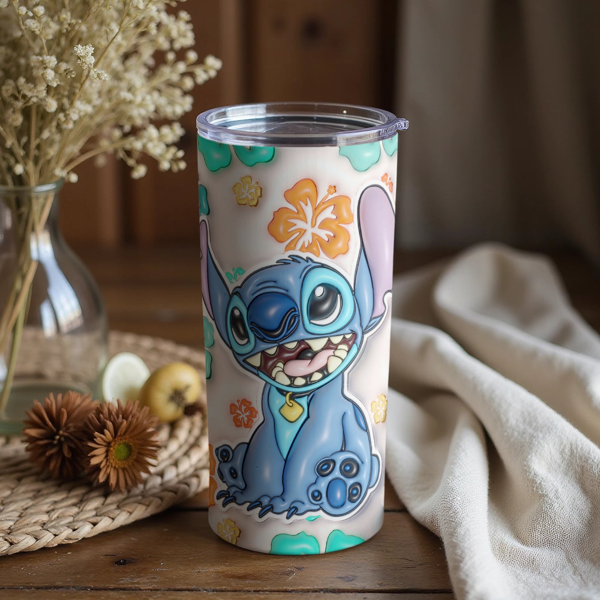 Adorable Cartoon Character Tumbler with Lid Design