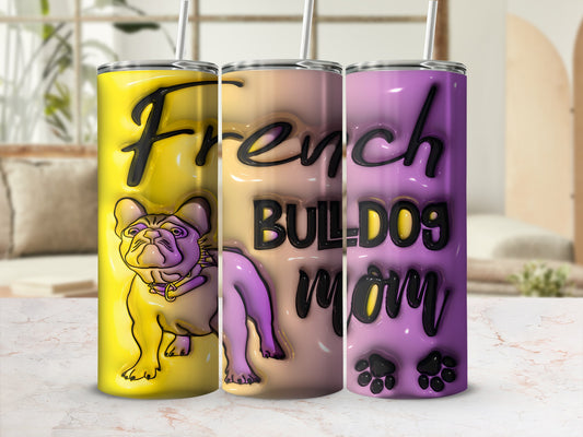 French Bulldog Mom vibrant paw print glossy tumbler product type