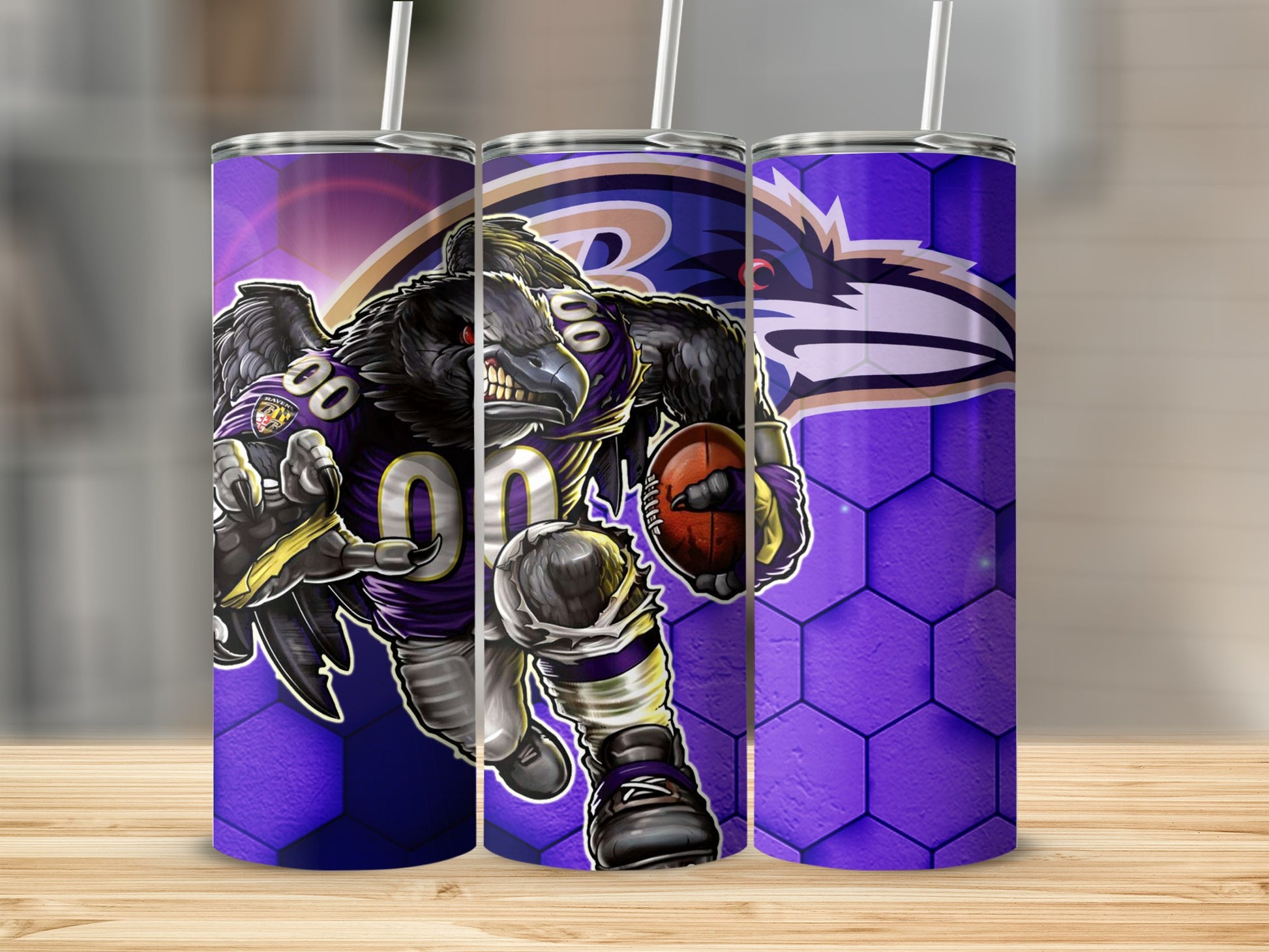 Purple Raven Mascot Football Themed Tumbler Product