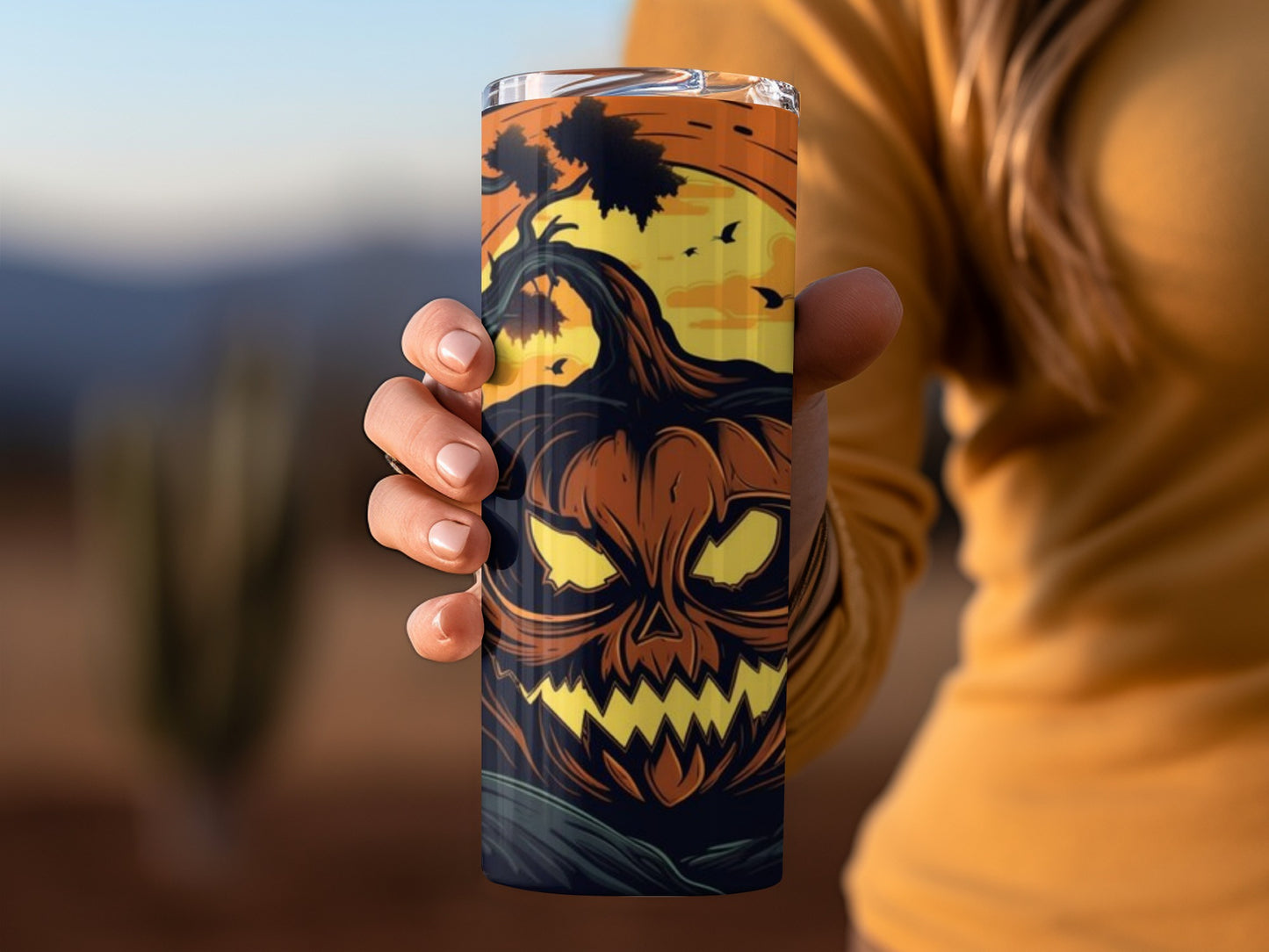 Halloween Pumpkin Design Thermal Tumbler Cup