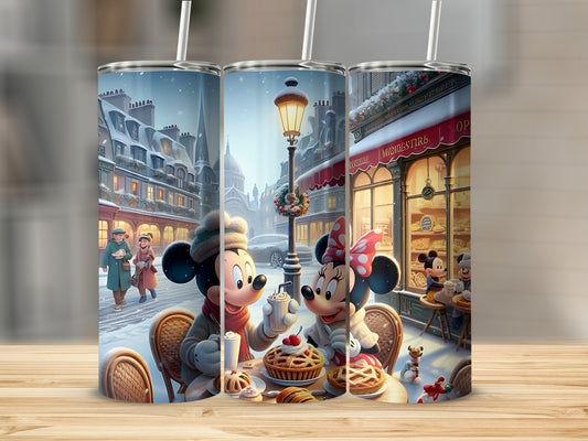 Mickey and Minnie Winter Cafe Scene Tumbler