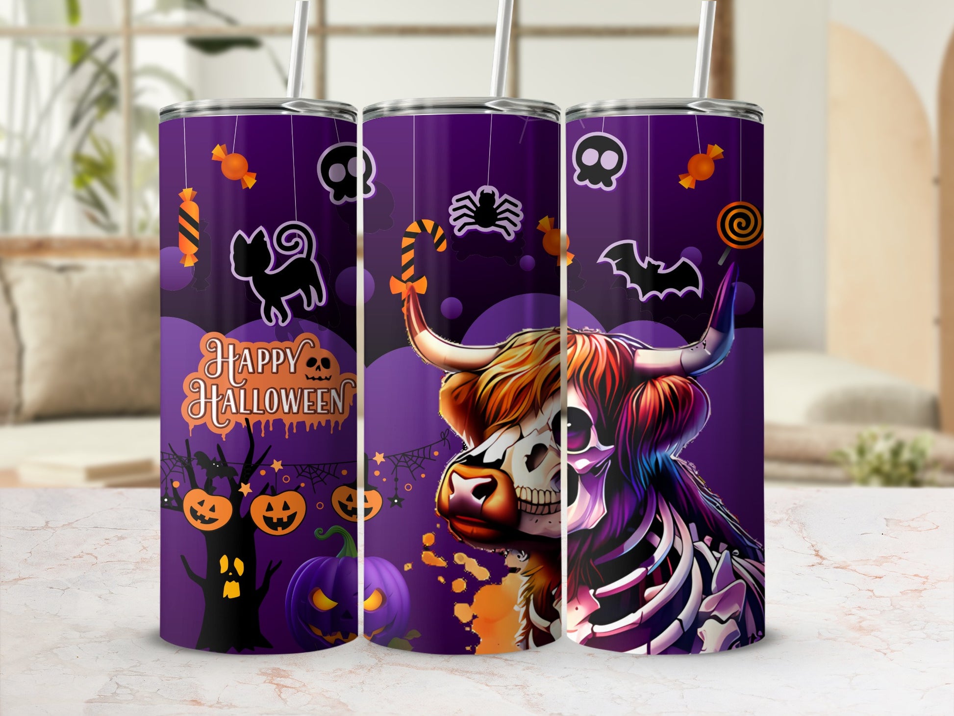 Spooky Halloween Animal Design Insulated Tumbler
