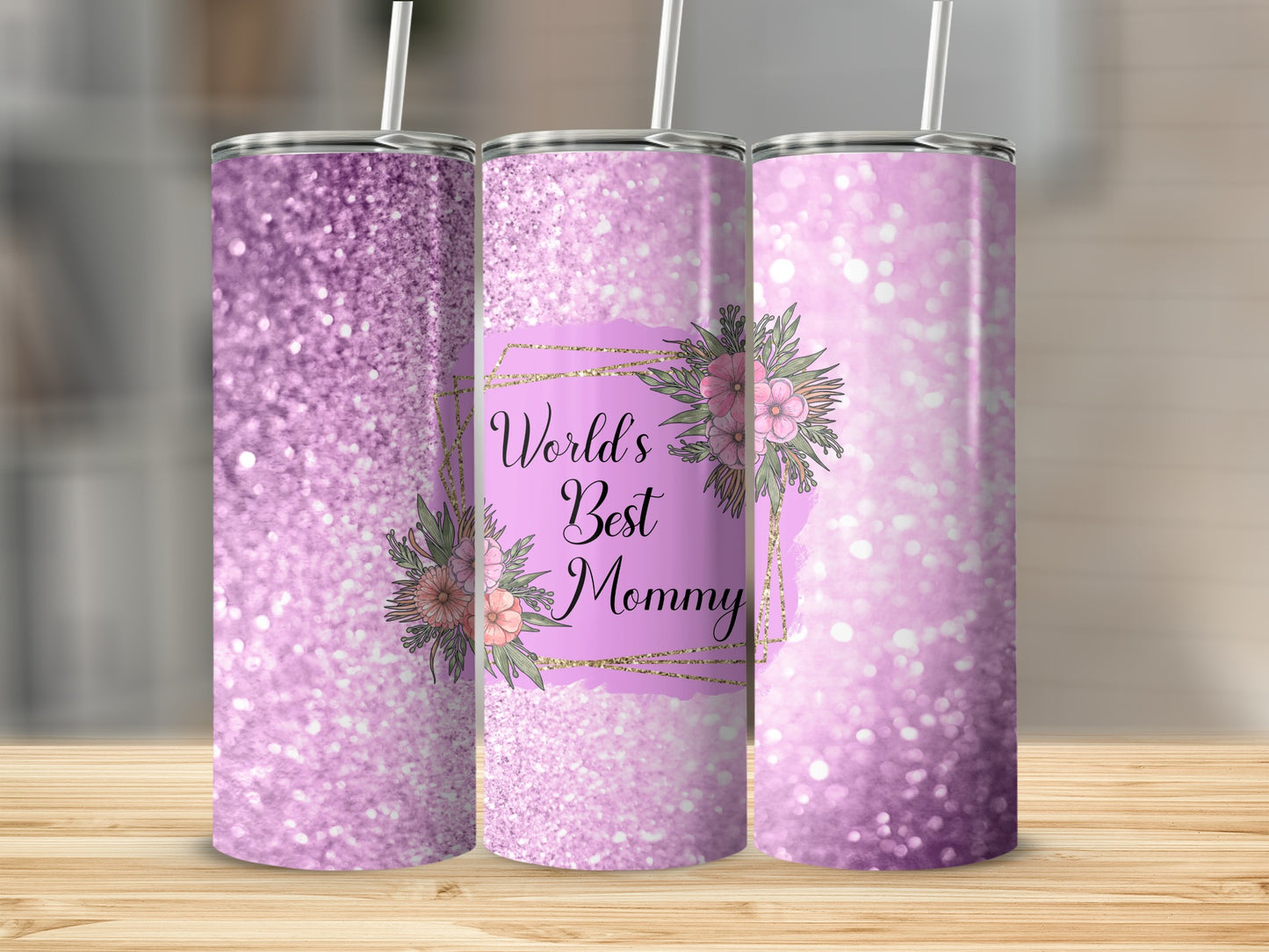 World's Best Mommy Glitter Design Tumbler