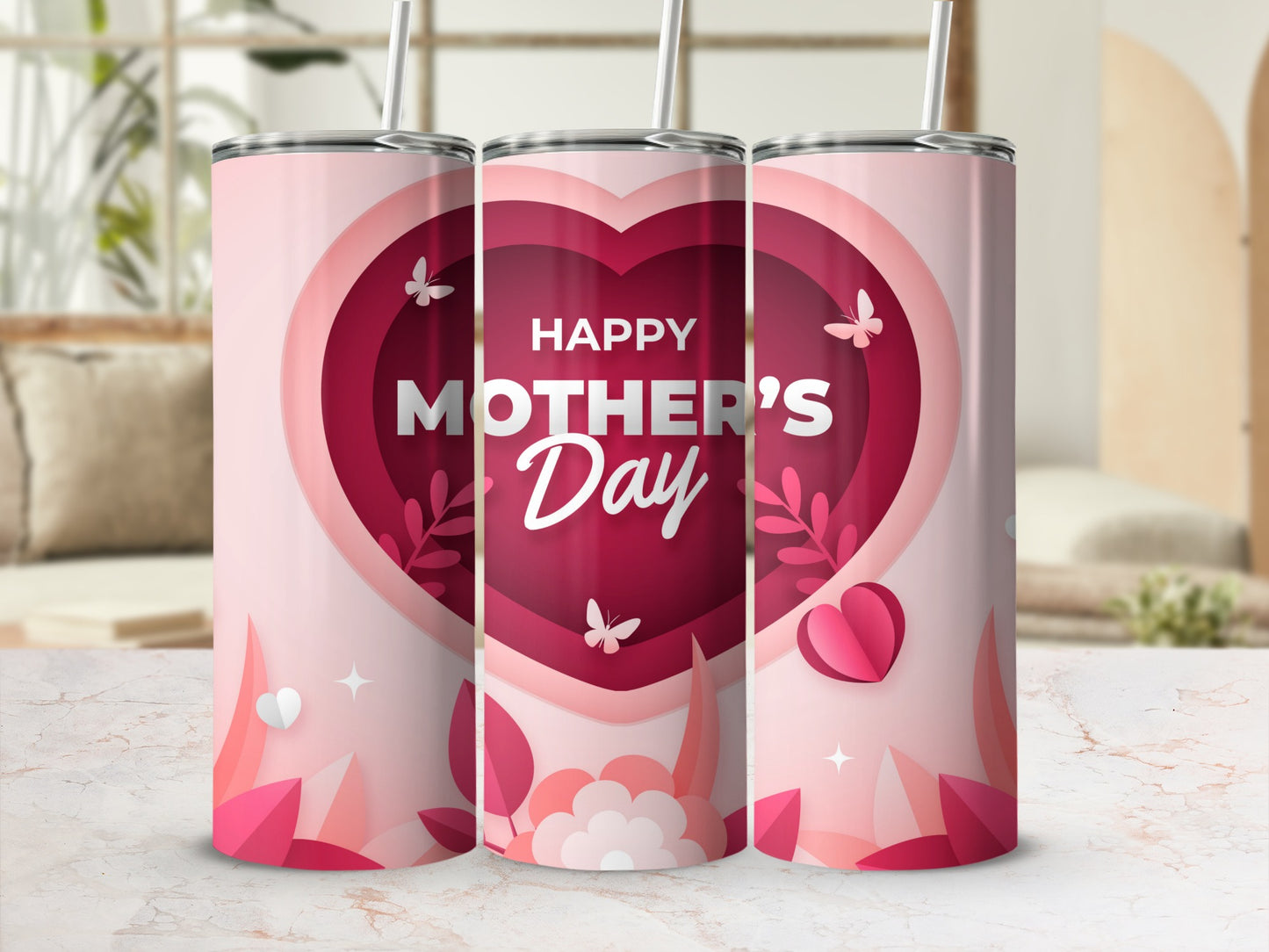 Happy Mother's Day Heart Design Insulated Tumbler