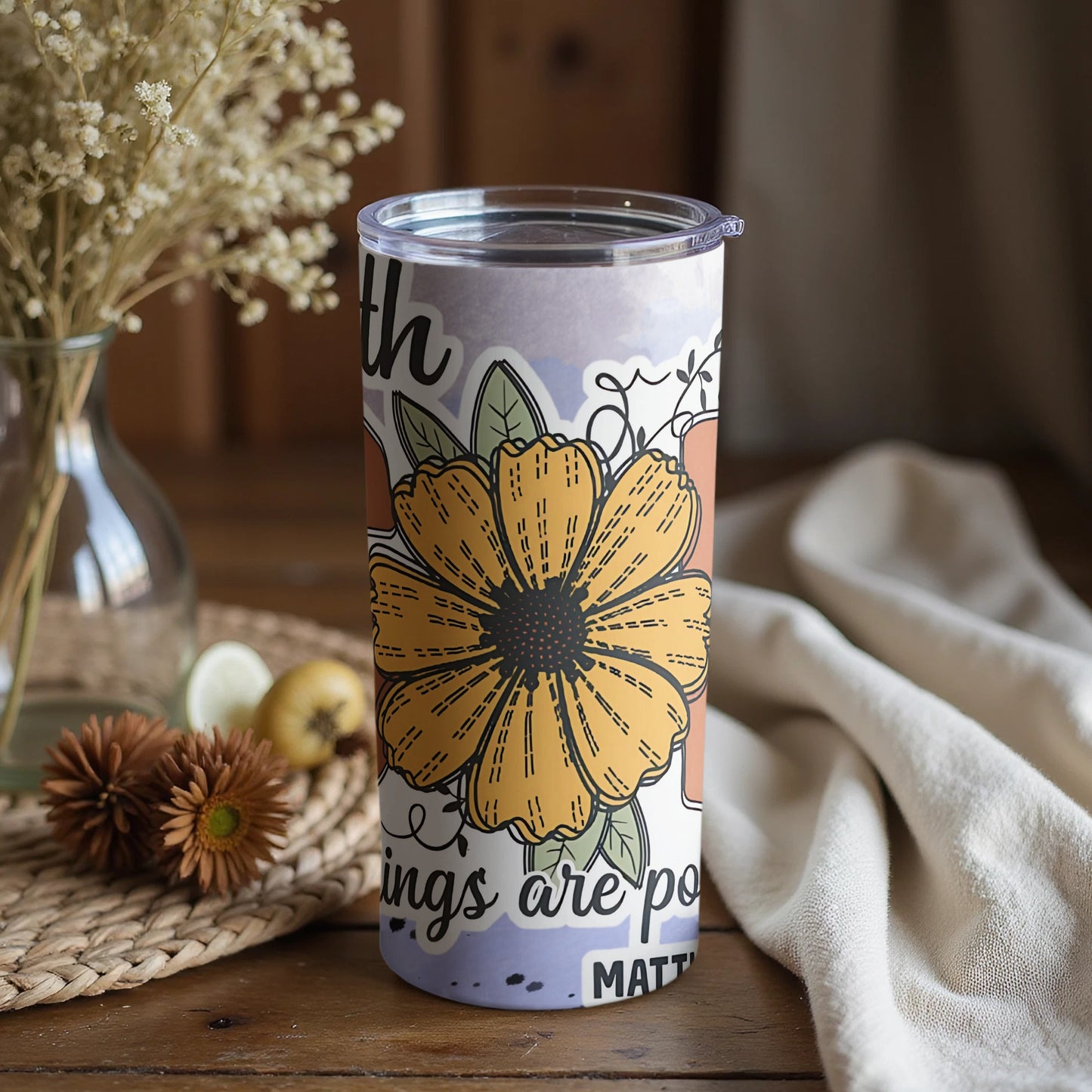 Inspiring Floral Art Tumbler for Positive Living