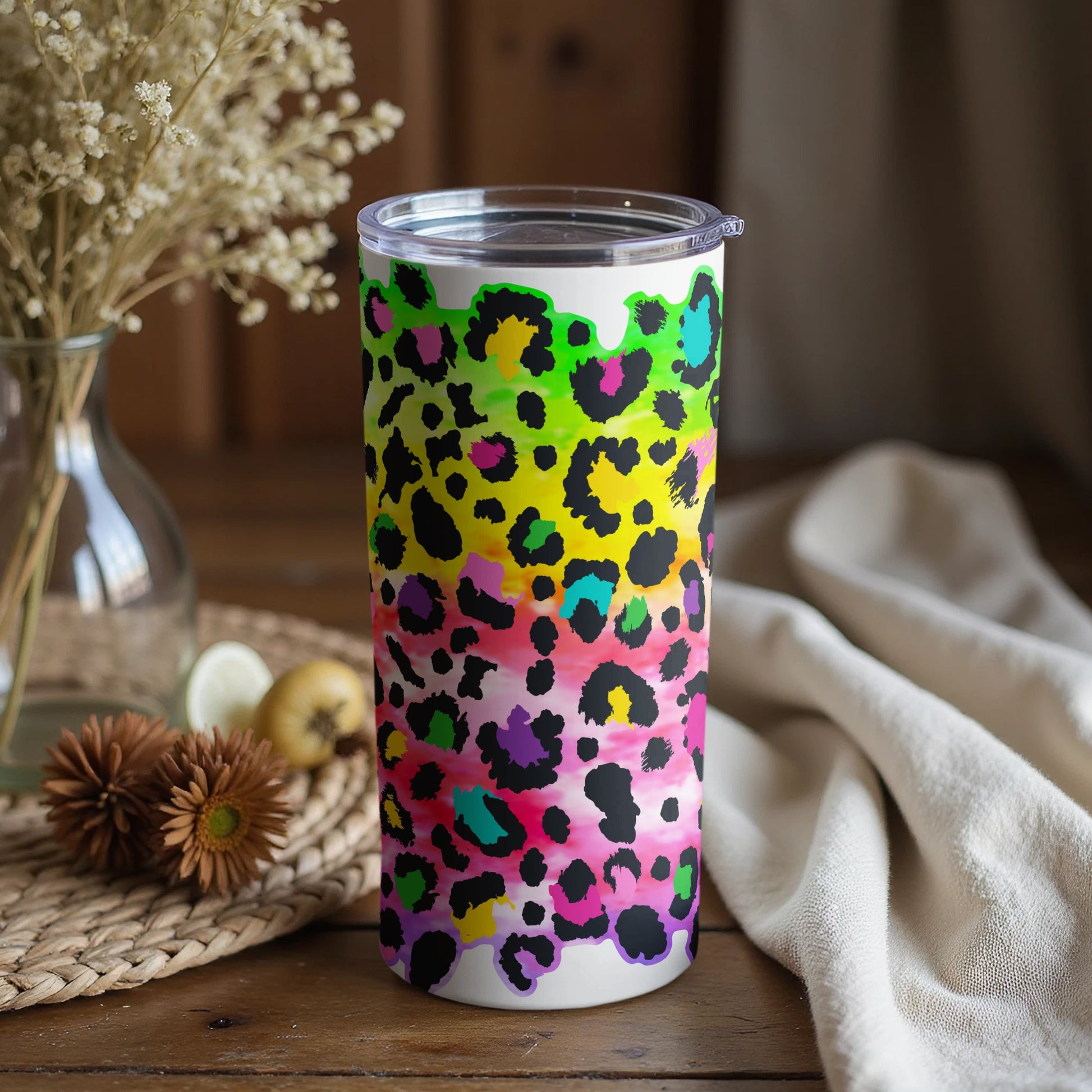 Colorful Leopard Print Tumbler Cup Travel Mug Tumbler