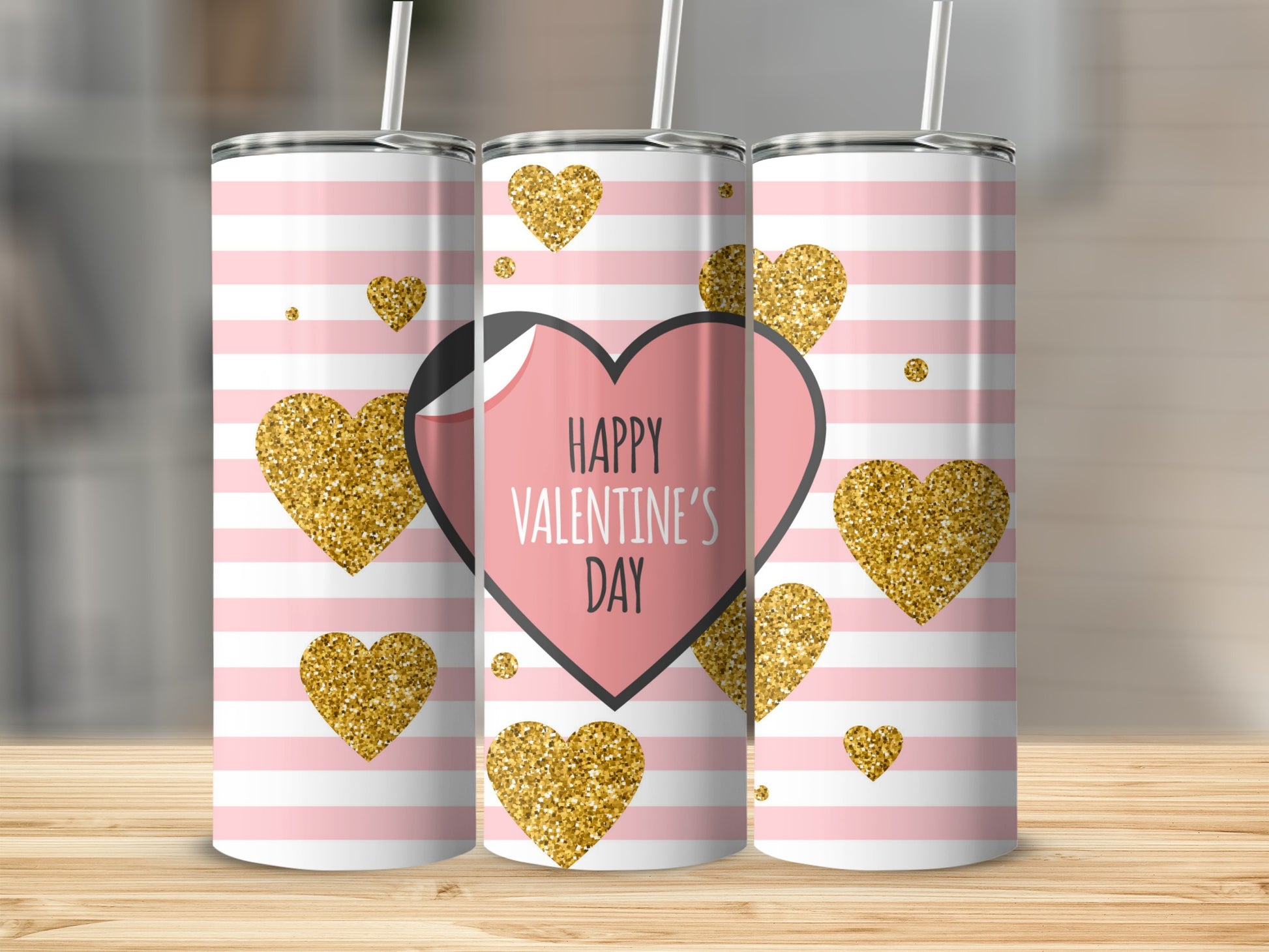 Happy Valentine's Day Heart Pattern Tumbler Product