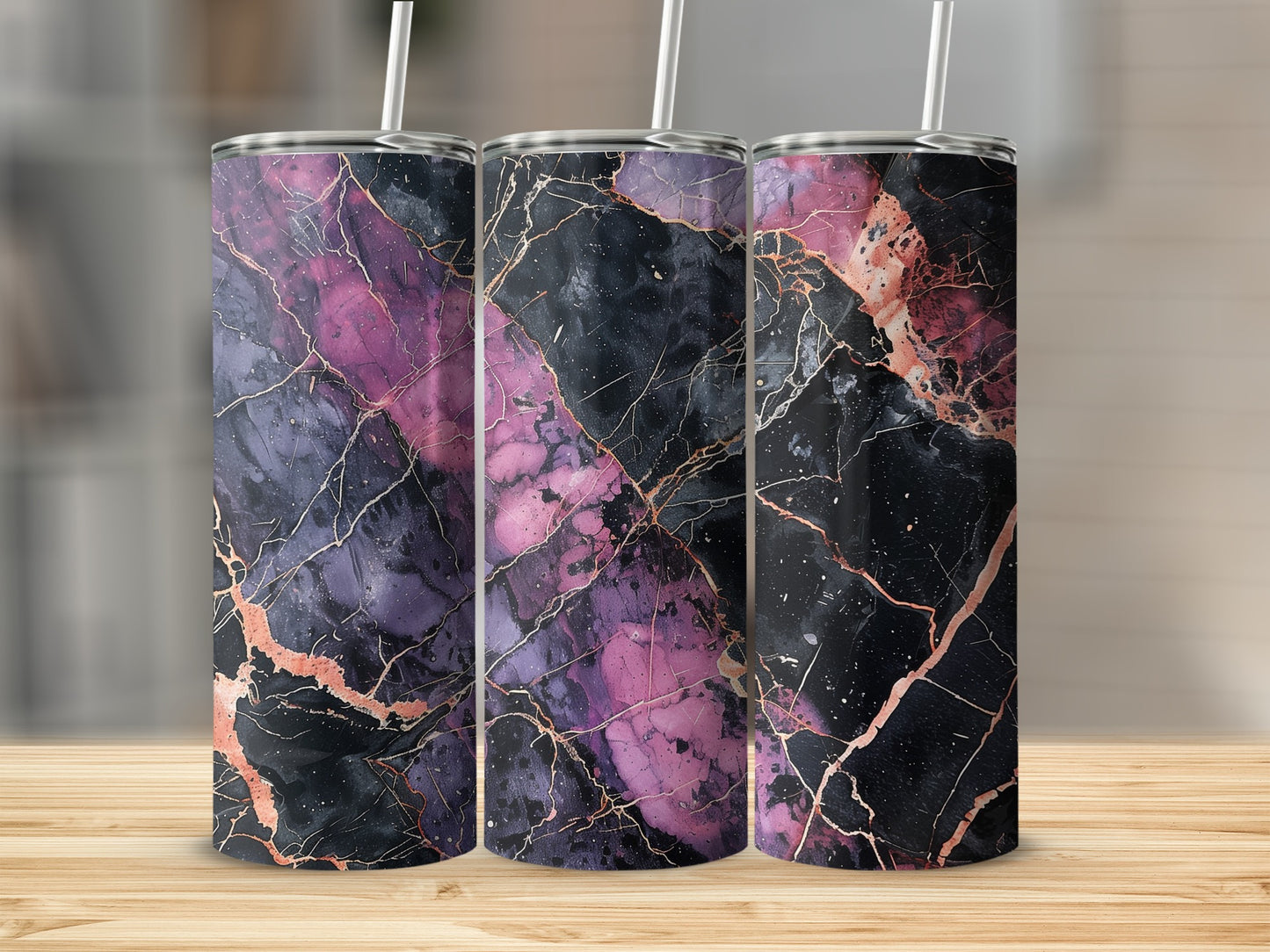 Elegant Marble Design Insulated Travel Tumbler Cups