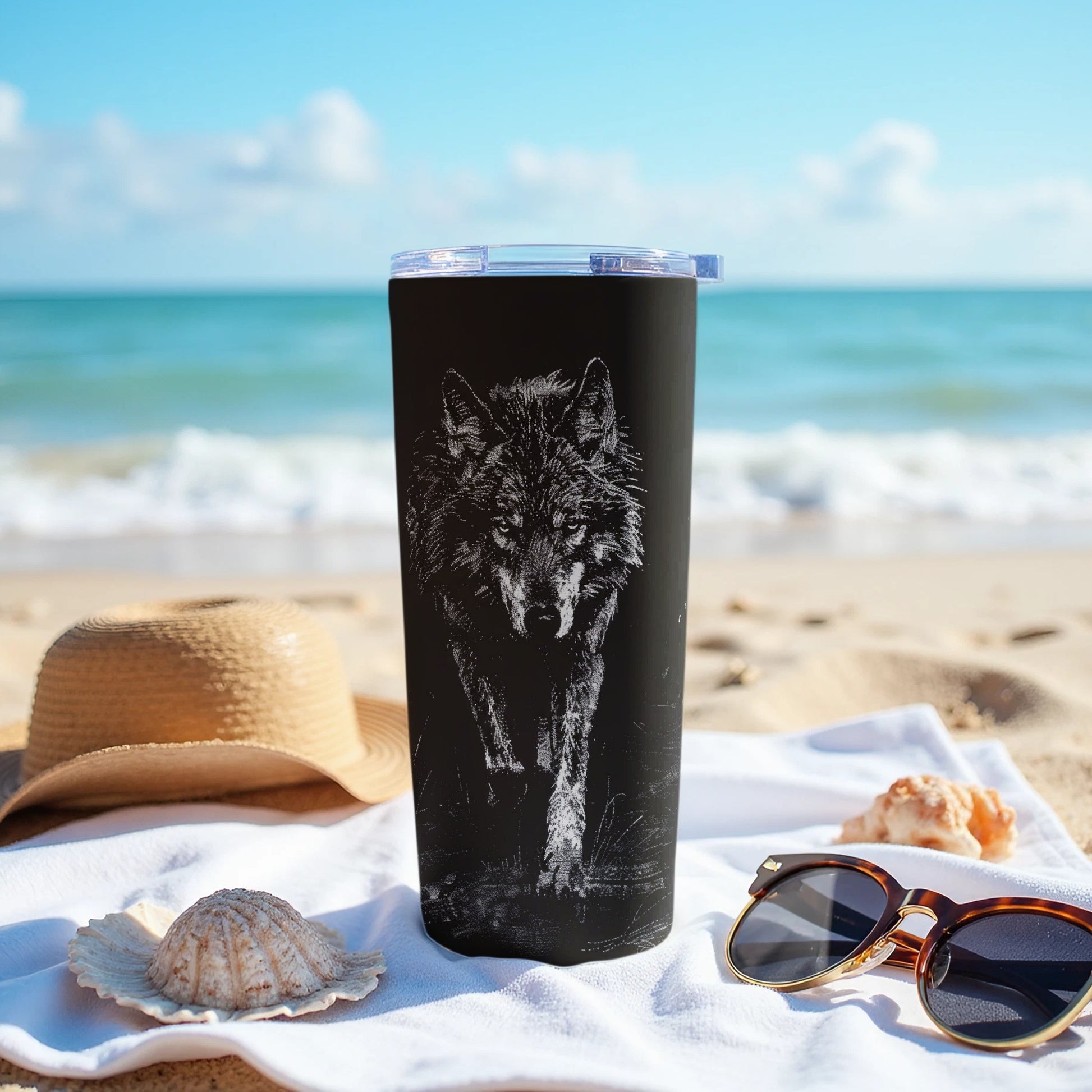 Black Wolf Graphic Outdoor Adventure Tumbler product type