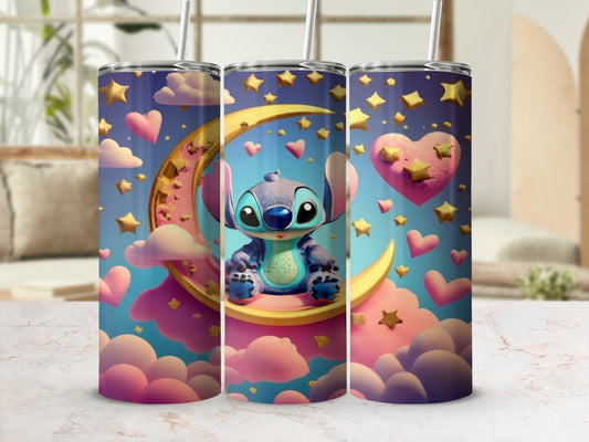 Cute Cartoon Character with Stars and Hearts Tumbler