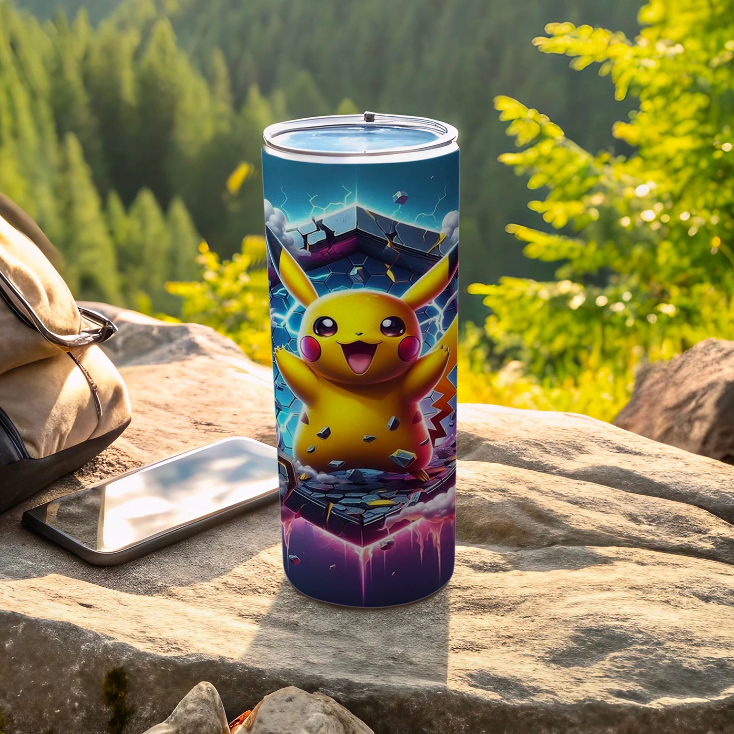 Cheerful Pikachu Lightning Design Insulated Tumbler