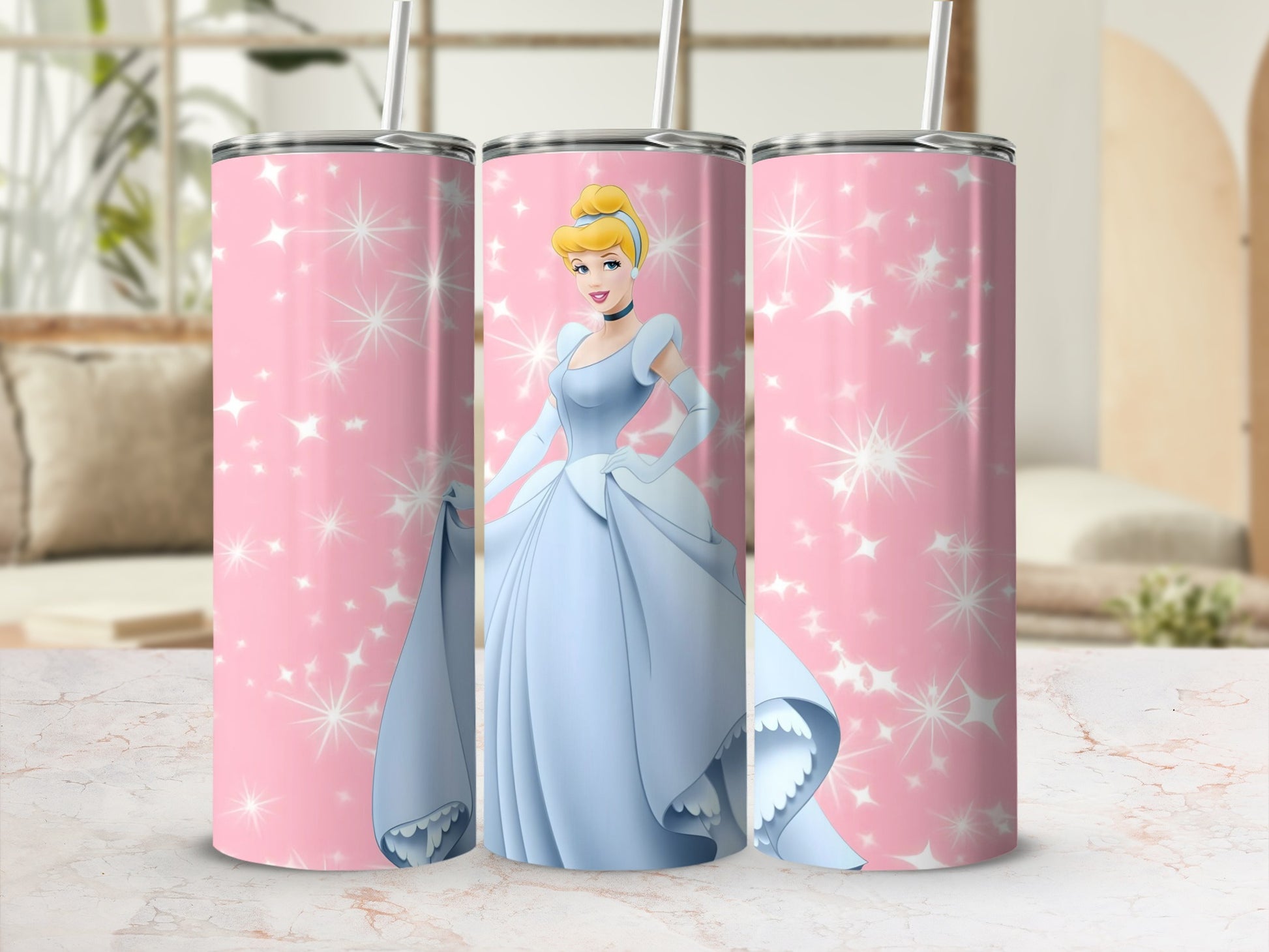 Cinderella Magic Sparkle Pink Stainless Steel Tumblers