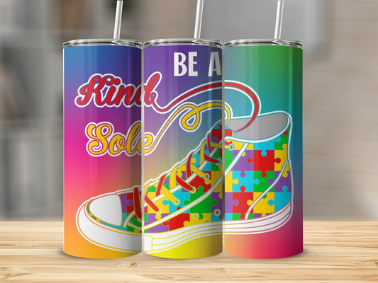 Be A Kind Sole Puzzle Pattern Tumbler Cup