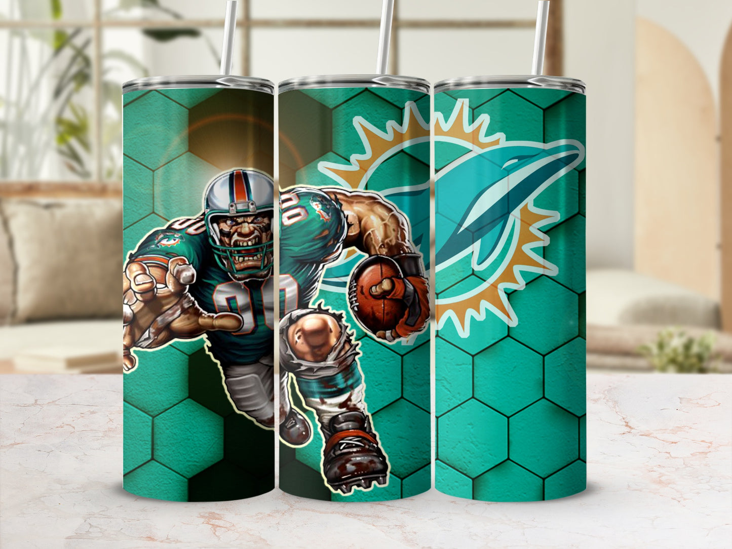 Aggressive Football Player Themed Tumbler Sports Decor